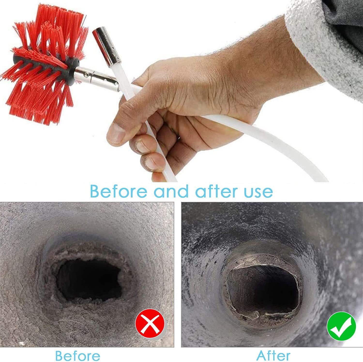 20Pcs Chimney Cleaner Brush Clean Rotary Sweep System Fireplace Kit Rod Tool Set Home Kichen Cleaning Brush, with Handheld Long Brush,Gloves,15 Flexible Rods, Brush Head for Fireplace/Dryer Vent