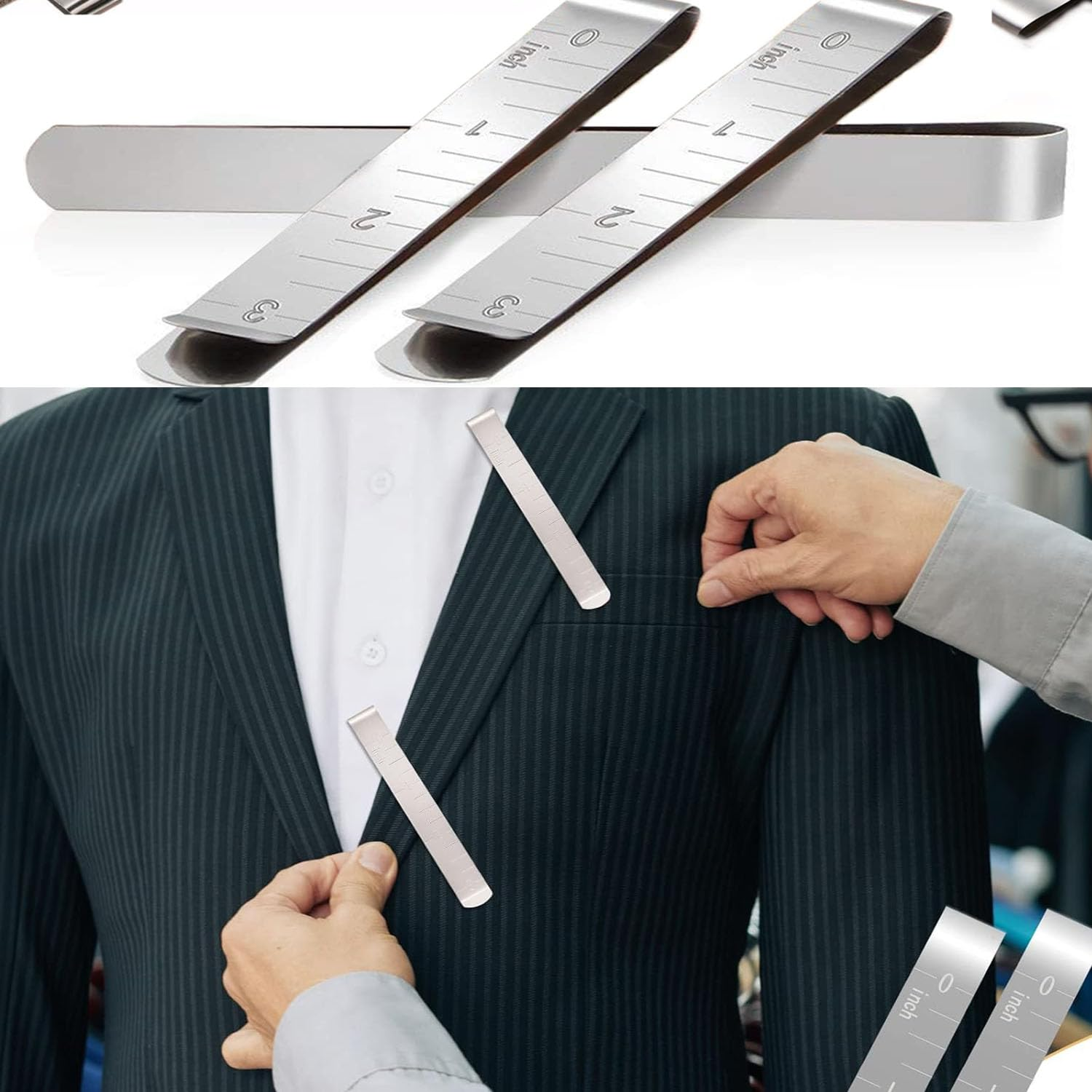 LYSAIMG 10 Pcs Sewing Clip,Stainless Steel Hem Clips with Scale,Marker Clips for Sewing Projects Quilting Accessories image number 2