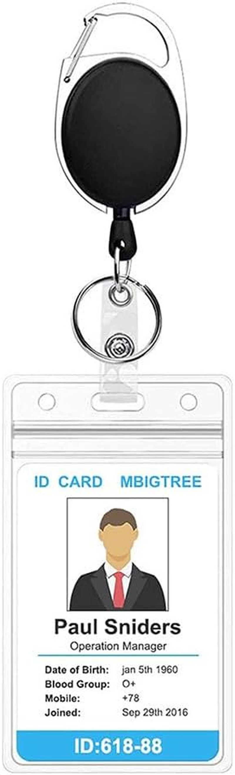2 Pack Retractable Badge Holders, Waterproof Transparent Retractable Keychain Card Case, Metal Id Badge Holder with Belt Clip Key Ring for Id Card Keychain(Color:Clear) image number 1