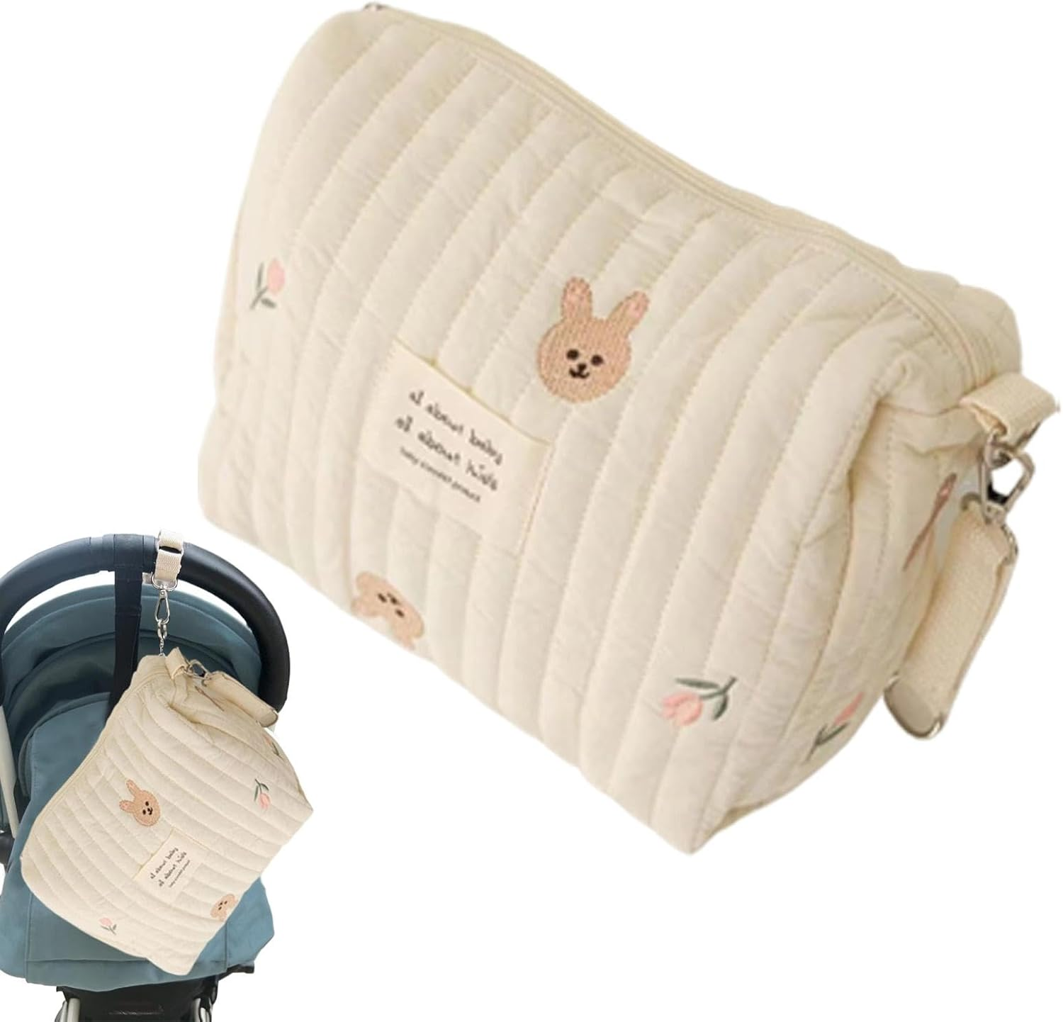 Toddler Diaper Bag, Spacious Portable Nappy Pouch, 9.84 X 6.69 X 3.94 Inches Convenient Compact Sturdy Baby Stroller Diaper Storage Organizer for Outdoor Shopping and Travel image number 6