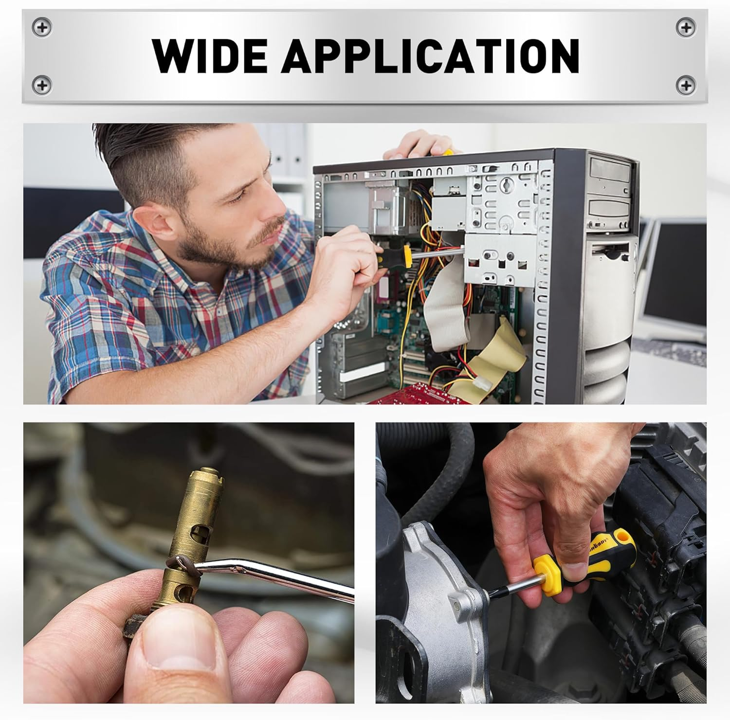 HORUSDY 13-Pieces Screwdriver and Pick Hook Set, Magnetic 4 Phillips and 4 Flat Head Tips and Precision Automotive Hook Set for Fastening and Loosening