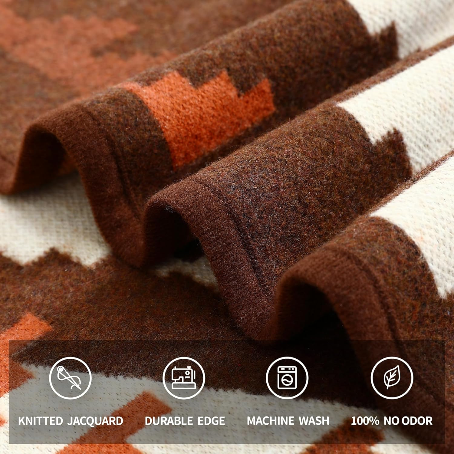 ACUSHLA Merino Wool Camp Blanket - Warm, Thick, Washable, Large Throw Great for Outdoor Camping All Seasons Suitable Indian Style 201 79X63 image number 6