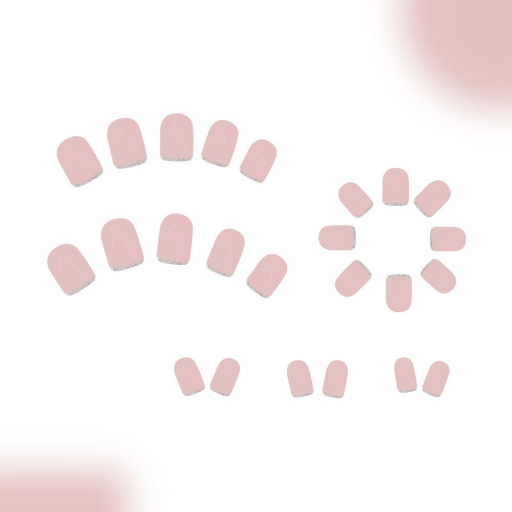 Pack of 24 False Nails, Square Short Nails for Glue-On, False Nails for Women (B, Short) image number 1