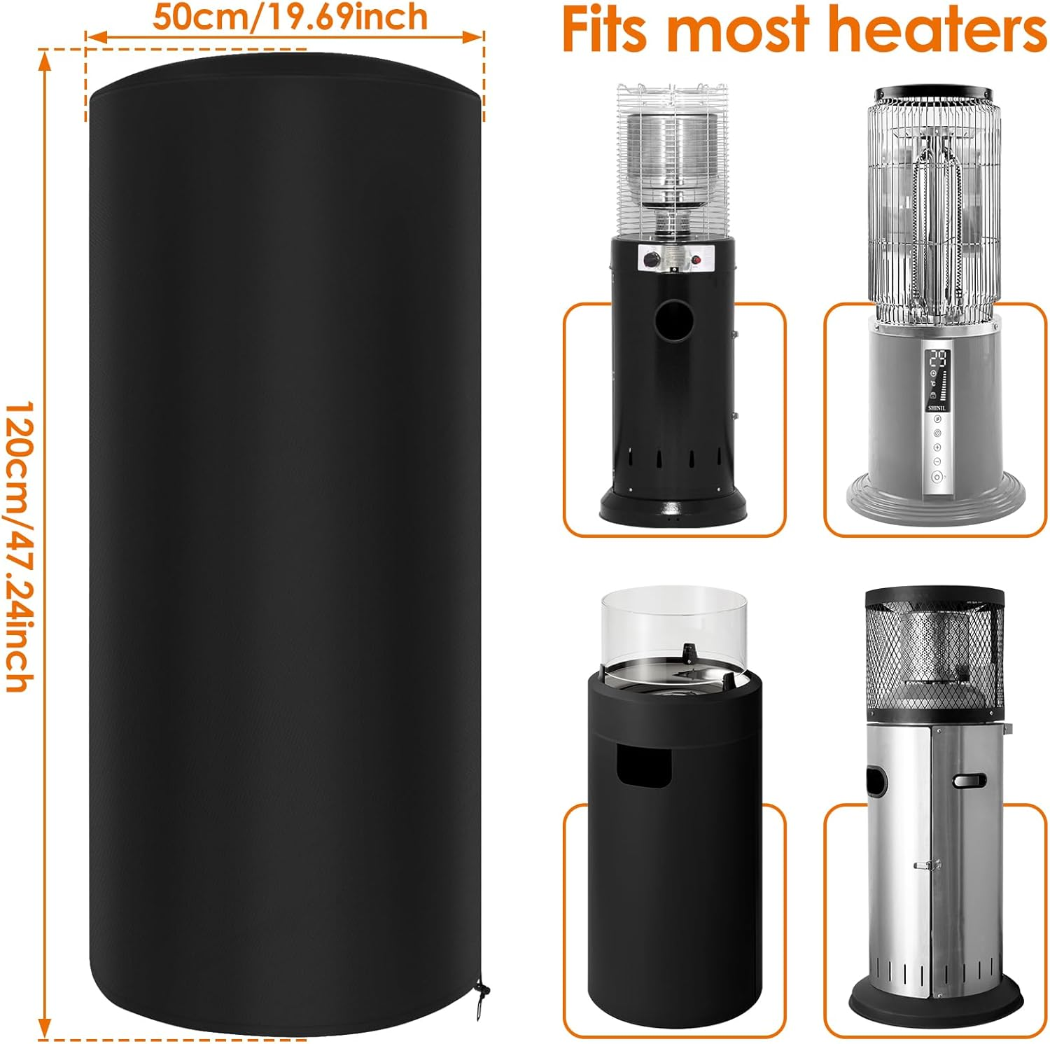 Fxvhojq Oxford Cloth Patio Heater Cover Outdoor Electric Heater Storage Cover Heavy Duty Waterproof Outdoor Garden Heater Cover Windproof round Furniture Protector with Adjustable Drawstring image number 5