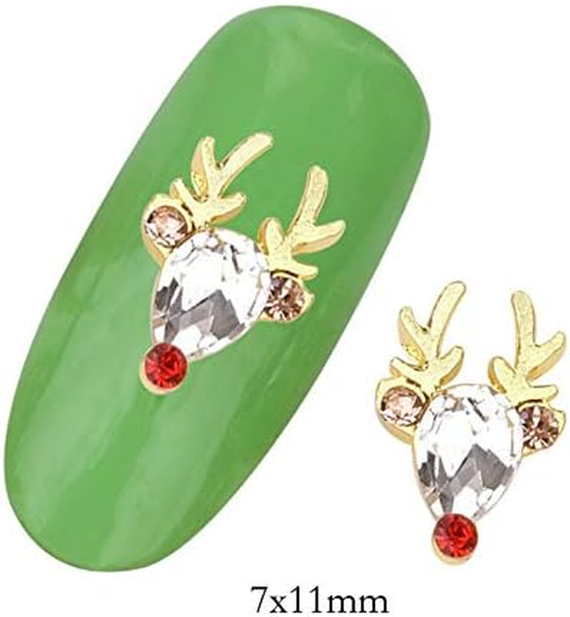 10Pcs Golden Deer Shape Manicure Ornament Nail Rhinestone DIY Nail Art Decorations 7X11Mm Zhengpingpai