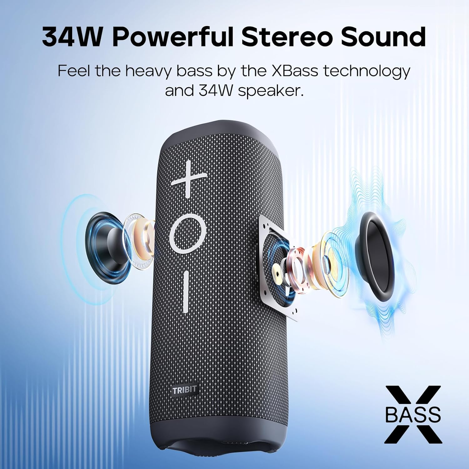 Tribit Stormbox 2 Bluetooth Speaker with 34W 360&deg; Surround Sound, Xbass Tech, 24H Playtime, IPX7 Waterproof, Bluetooth 5.3, TWS Pairing Portable Wireless Speaker for Outdoor image number 1