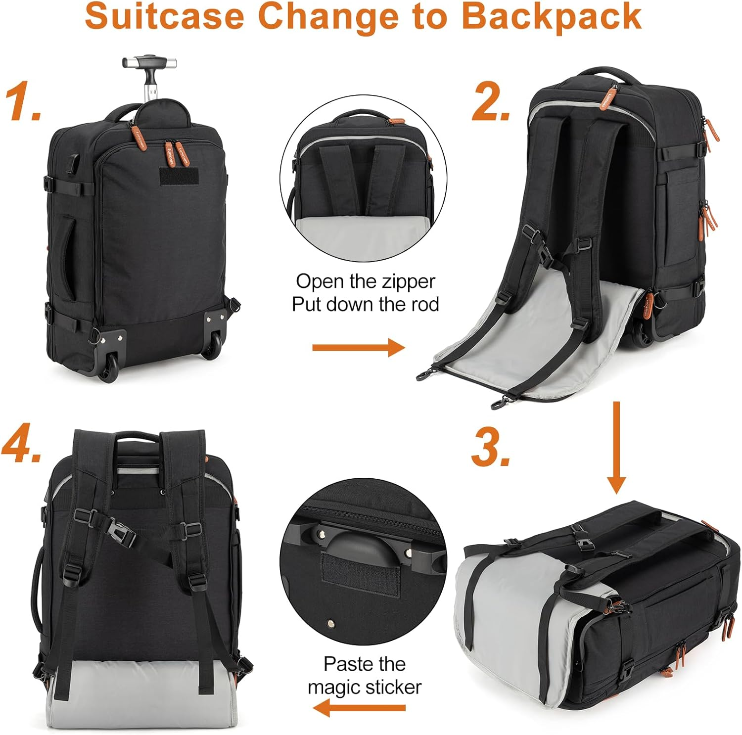 Lumesner Extra Large 40L Travel Backpack, Blue, Unisex, Waterproof, USB Charging Port, Carry-On Approved image number 5