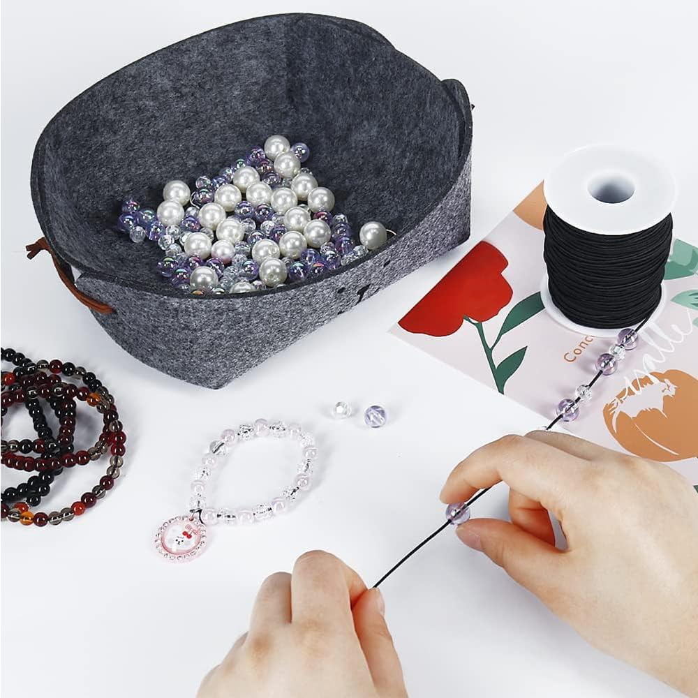 Elastic Beading Threads Stretchy Bead Cord String Elastic String Cord, 2 Roll 0.8Mm and 1Mm Elastic String Cord Elastic Thread Beading String Cord,Elastic String Bracelets for Jewellery Making (Black) image number 5