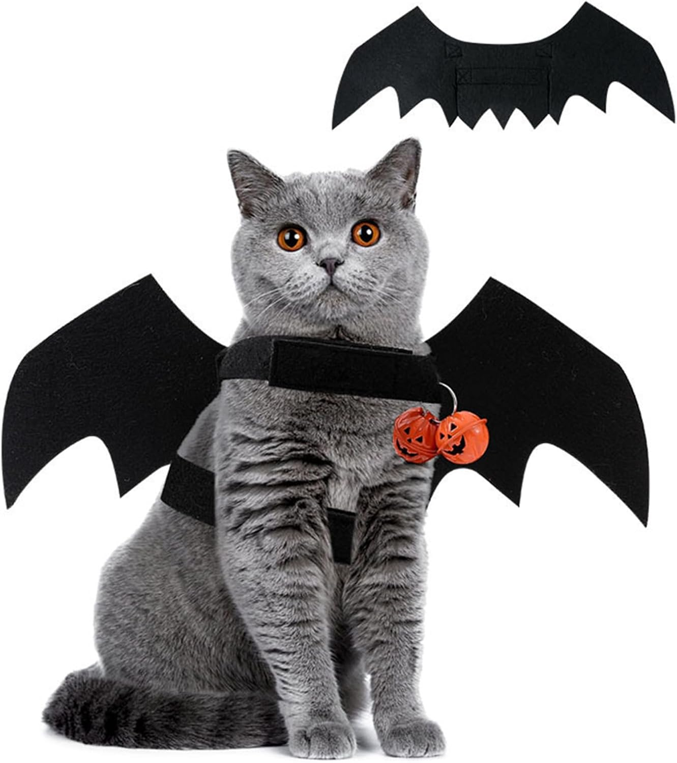 Cat Halloween Costume Dog Bat Wings, Halloween Cat Costume Pet, Includes Bat Wings Dog and Pumpkin Bells, for Pet Halloween Party, Cosplay for Pets (M) image number 5