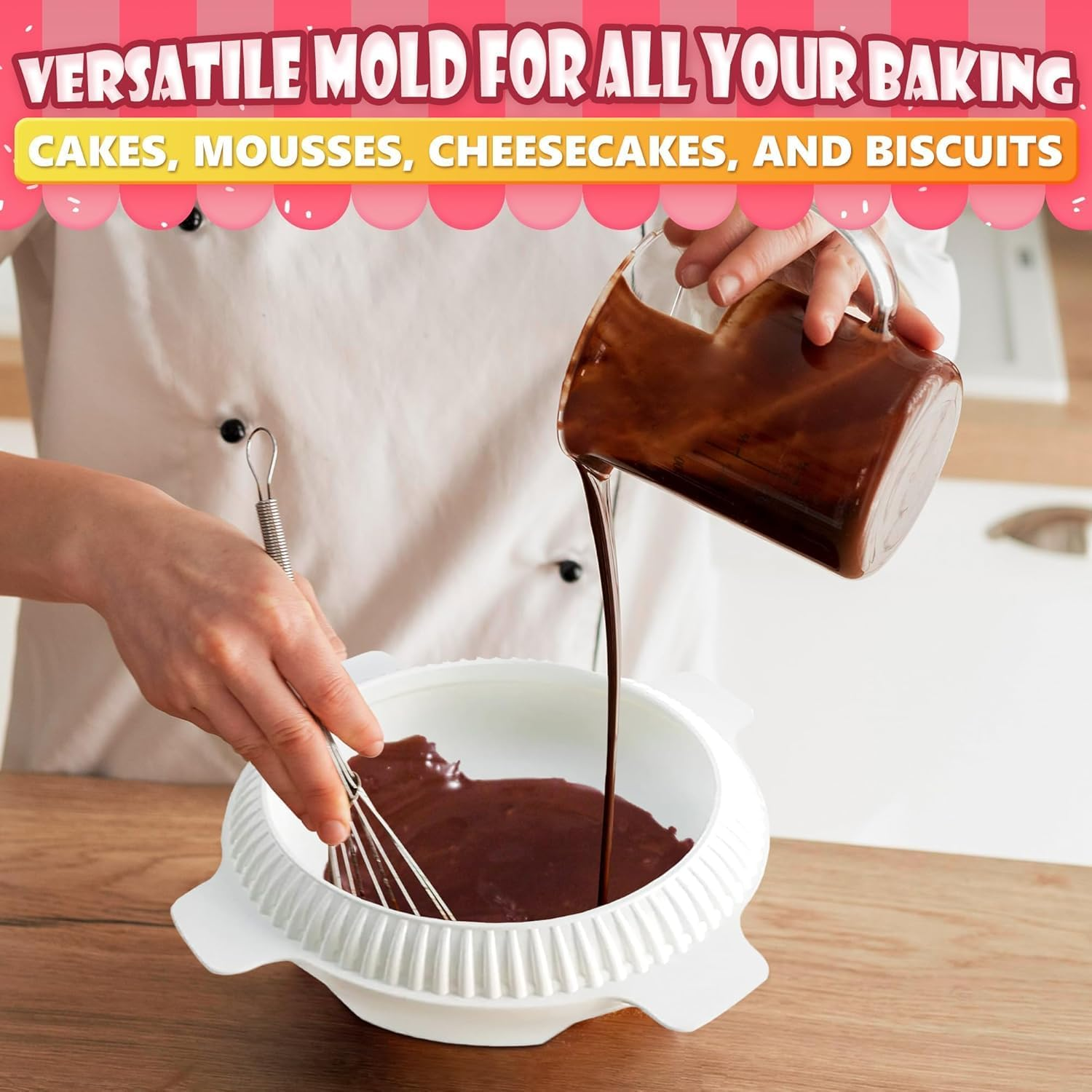 Silicone Cakе Pan - 3D Silicone Cake Molds for Baking Cheesecake Pan Set Nonstick Cake Mousse Circle Molds for Chocolate Cake Molds - round Cake Pans Cake Pans Set (White, One Size) image number 4