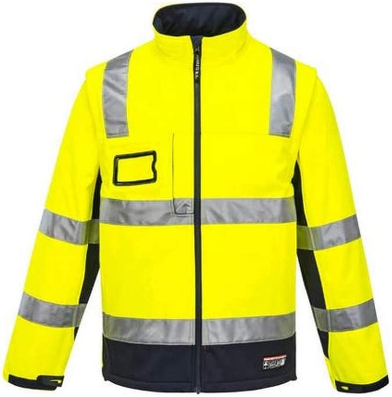 Huski K8074 High Visibility Reflective Chassis 2-In-1 Softshell Jacket Railway Orange, Medium