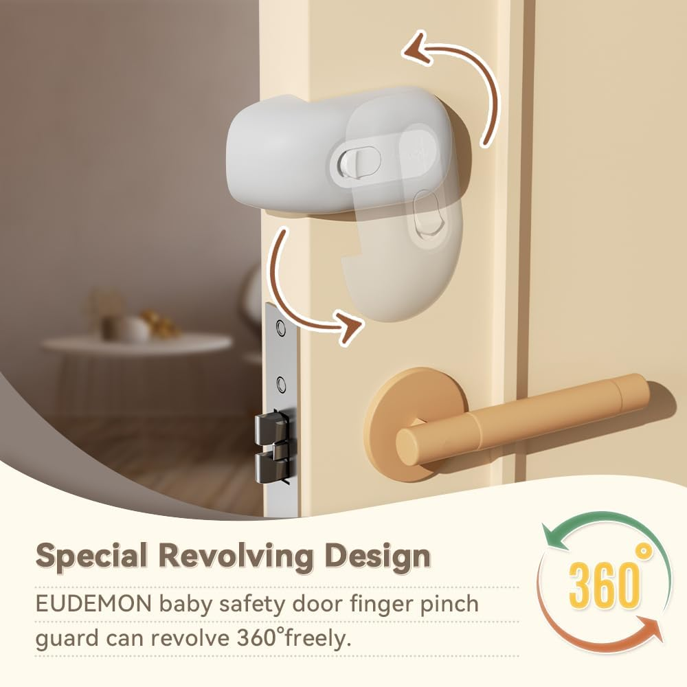 EUDEMON Child Proof Door Finger Pinch Guard, Baby Revolving Door Stopper, Door Latch Door Guard, Easy to Install (Grey, 1 Pack) image number 4