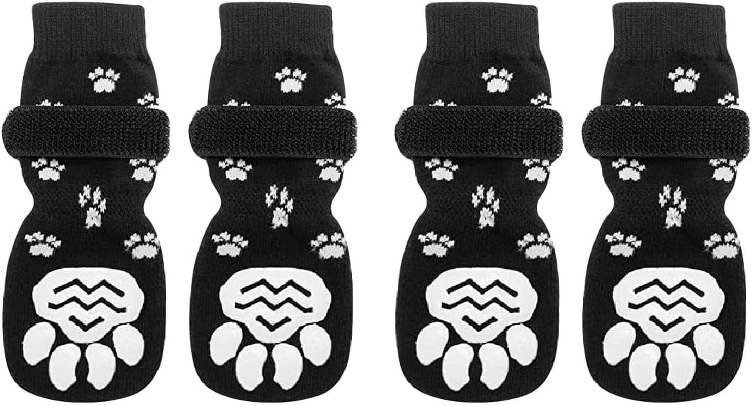 2 Pairs of Indoor Non-Slip Dog Socks Soft and Adjustable Paw Protection for Dogs with Pull Control Suitable for Use on Indoor Wooden Floors (Medium)