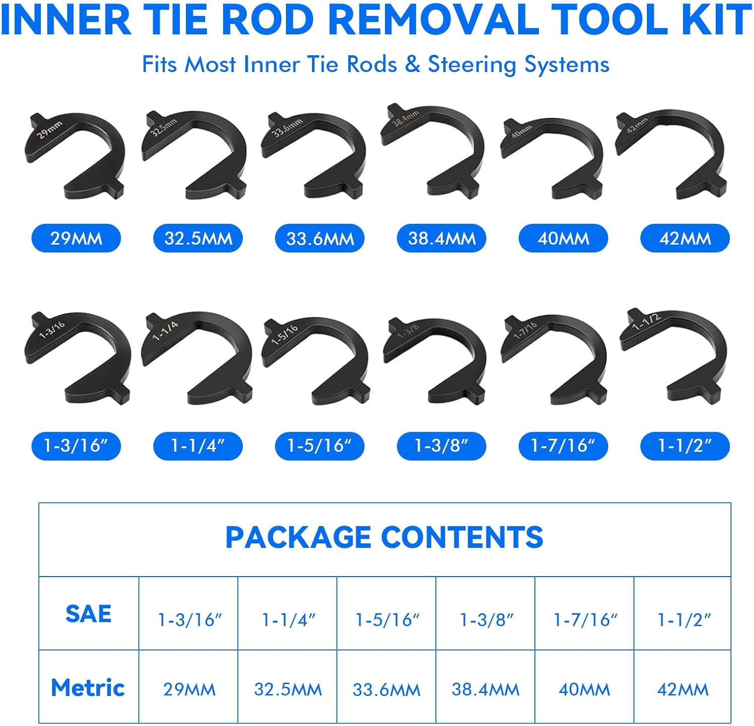 13PCS Inner Tie Rod Removal Tool Kit with 12 Crowfoot Adapters & 1/2 Inch Drive Tube, Durable Master Inner Tie Rod Tool Set for Removal & Installation, Automotive Tie Rod End Tool for Most Vehicles image number 1