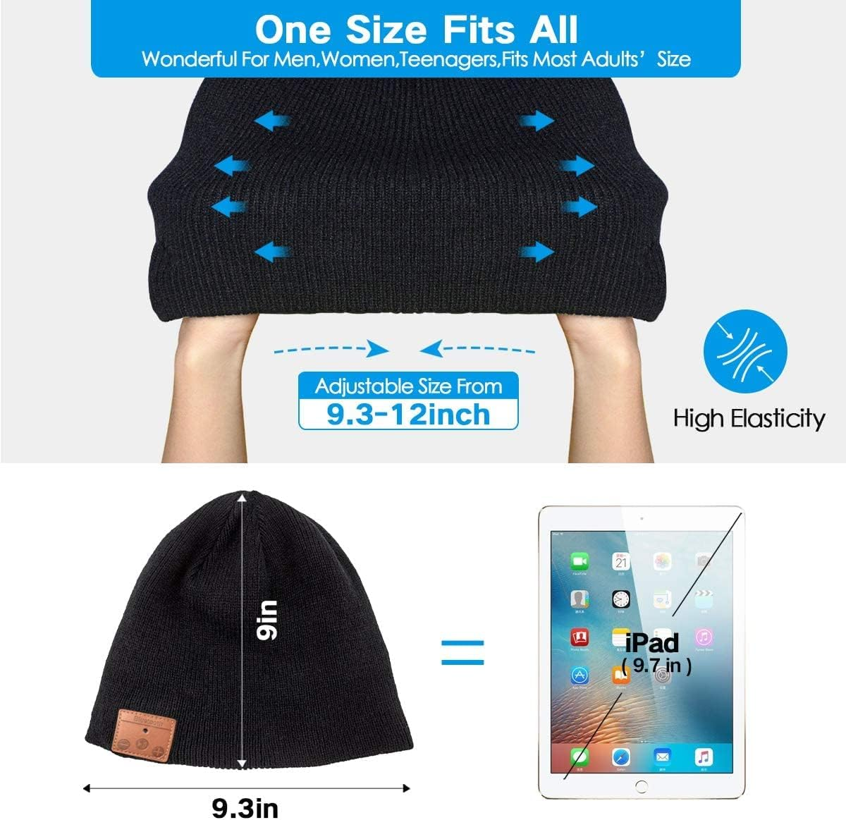 ZRUHIG Bluetooth Beanie M&uuml;tze Mit Kopfh&ouml;rern Bluetooth Musik Hut Wireless M&uuml;tze Ausgestattet Mit Bluetooth 5.0 Superior F&uuml;r Herren&Frauen Sport, Weihnachten&Geburtstags Geschenk&hellip; image number 5