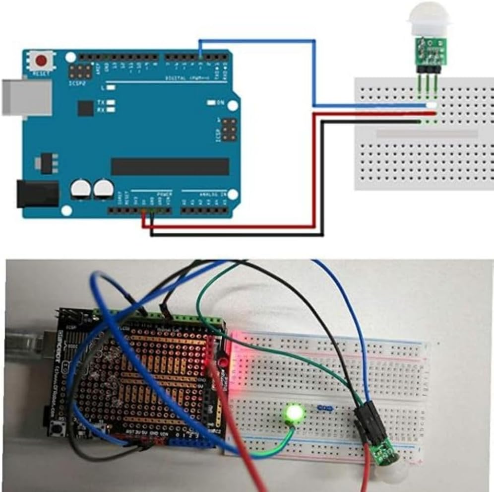 Quxyxso IR Human Sensor 5Pcs AM312 Mini Detector Module HC-SR312 Pyroelectric Infrared PIR Motion Automatic Detector DC 2.7 to 12V for Arduino 2 A1U2 with Dupont Wire image number 4