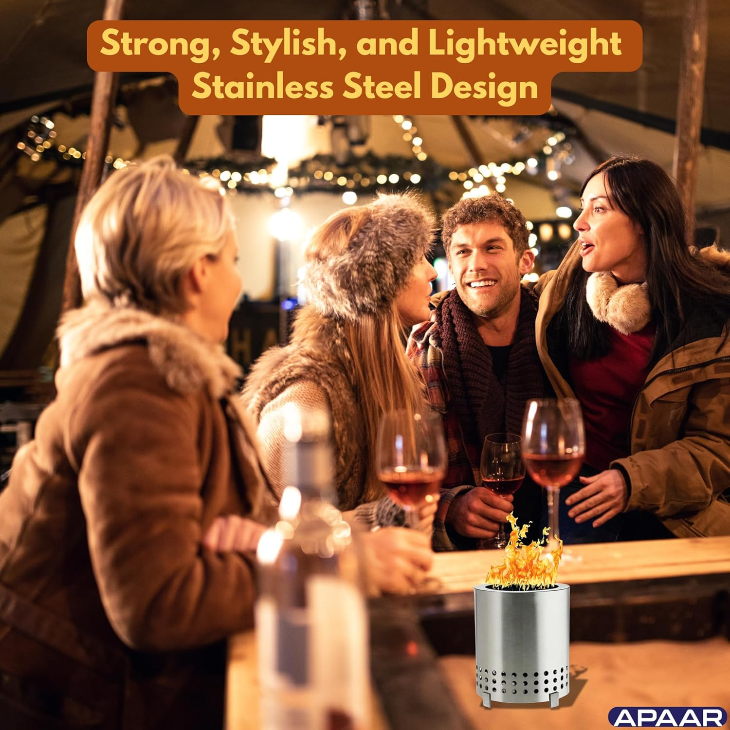 Smokeless Firepit Outdoor Wood Burning Stainless Steel Fireplaces Portable Firepit for Backyard Camping Patio image number 1