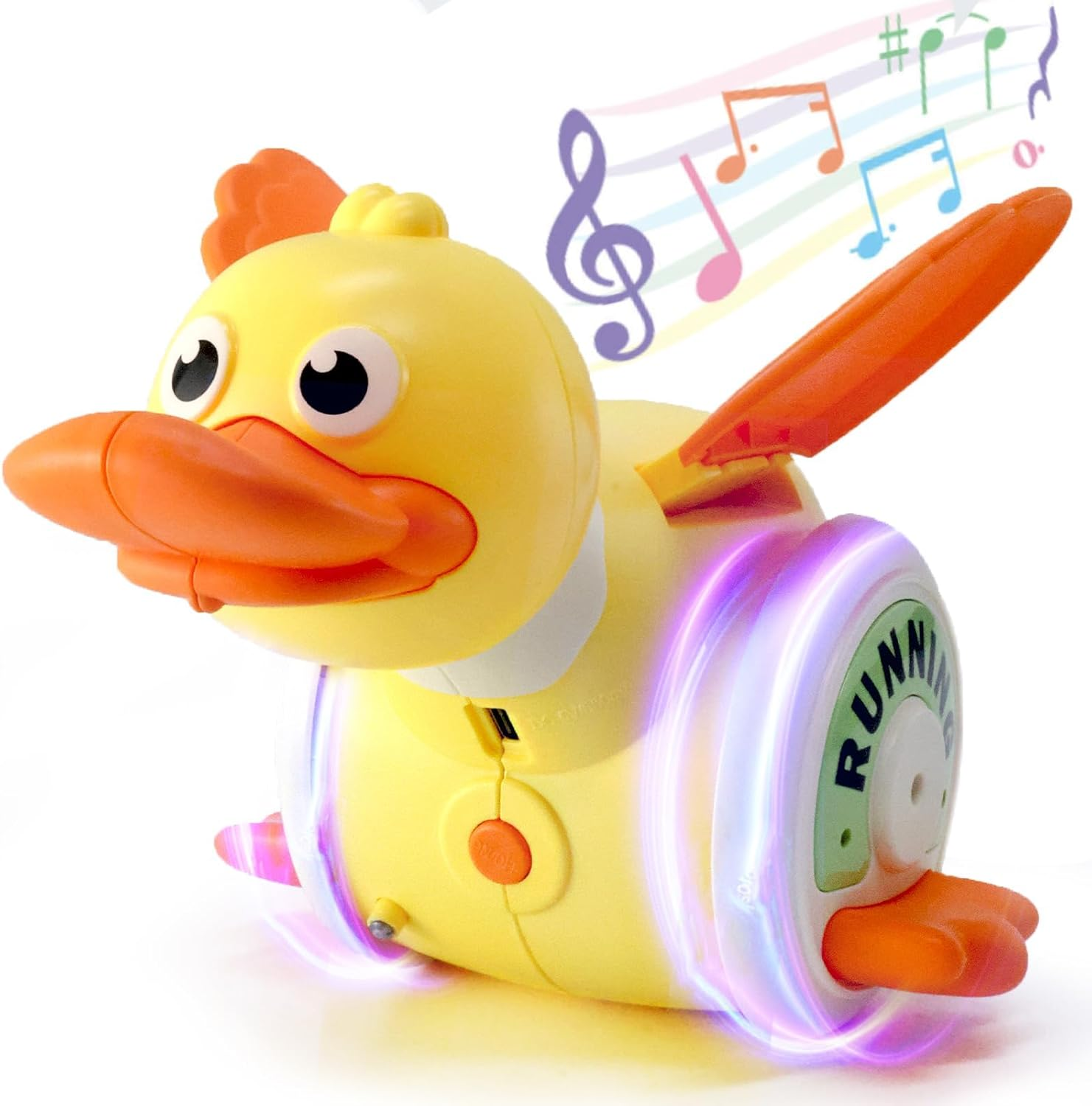 Duck Toys for Toddlers 1-3, Tummy Time Crawling Toys for Babies 6-12 12-18 Months, Light up Musical Dancing Walking Duck Learning for Infants Newborn 0-3-6 Months Boys&Girls (Yellow)