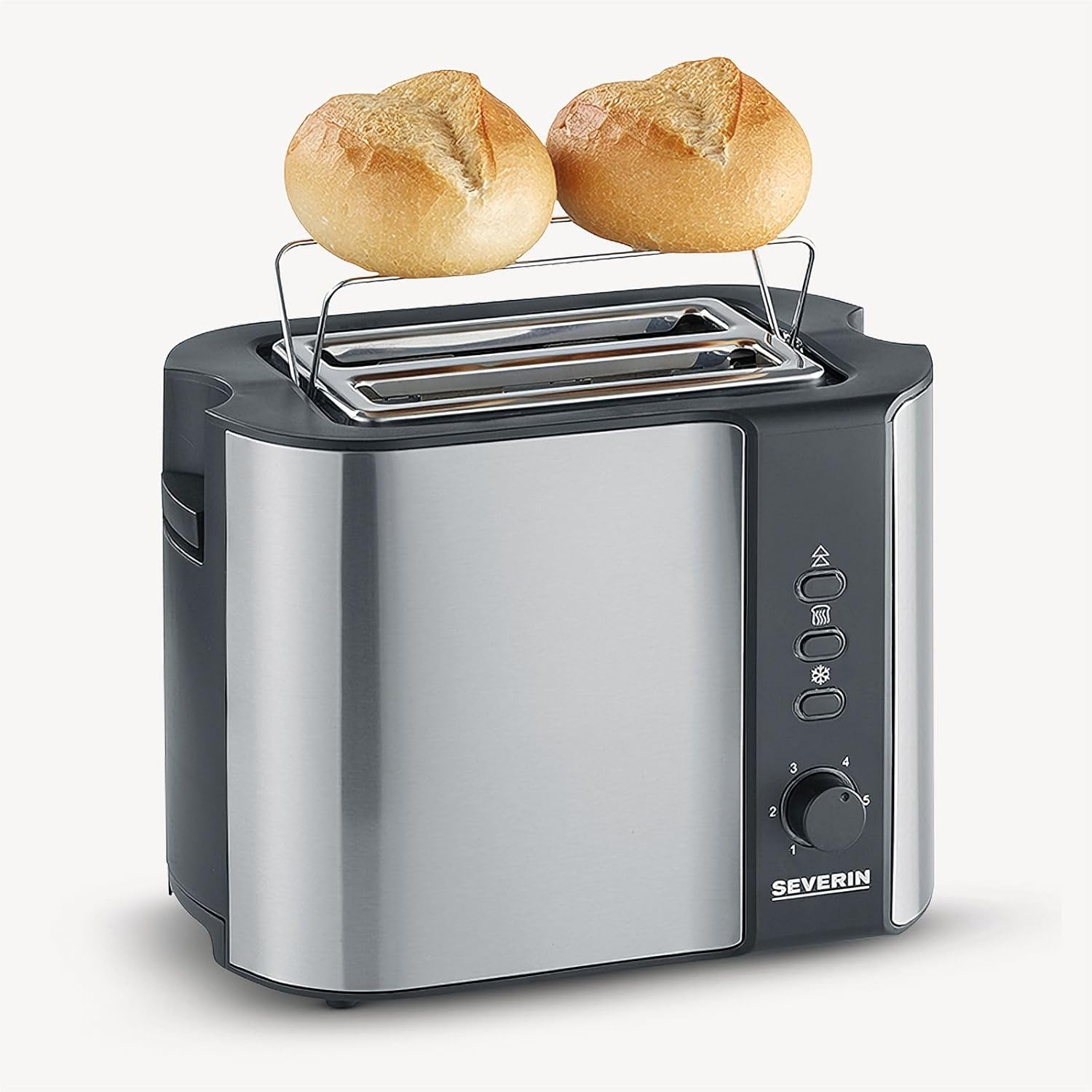 Severin Autmatic Toaster with 800 W of Power 2589, Brushed Stainless Steel-Black