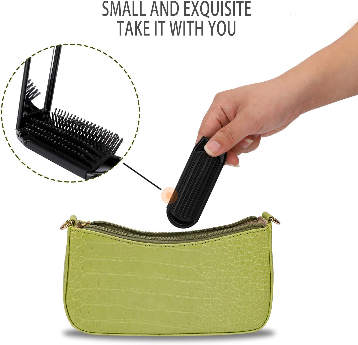 Travel Hair Brush with Mirror, 2 Pack Folding Wet Hairbrush, Travel Size Massage Comb, Compact Foldable Pocket Brush, Hair Styling Tools for Women and Men image number 5