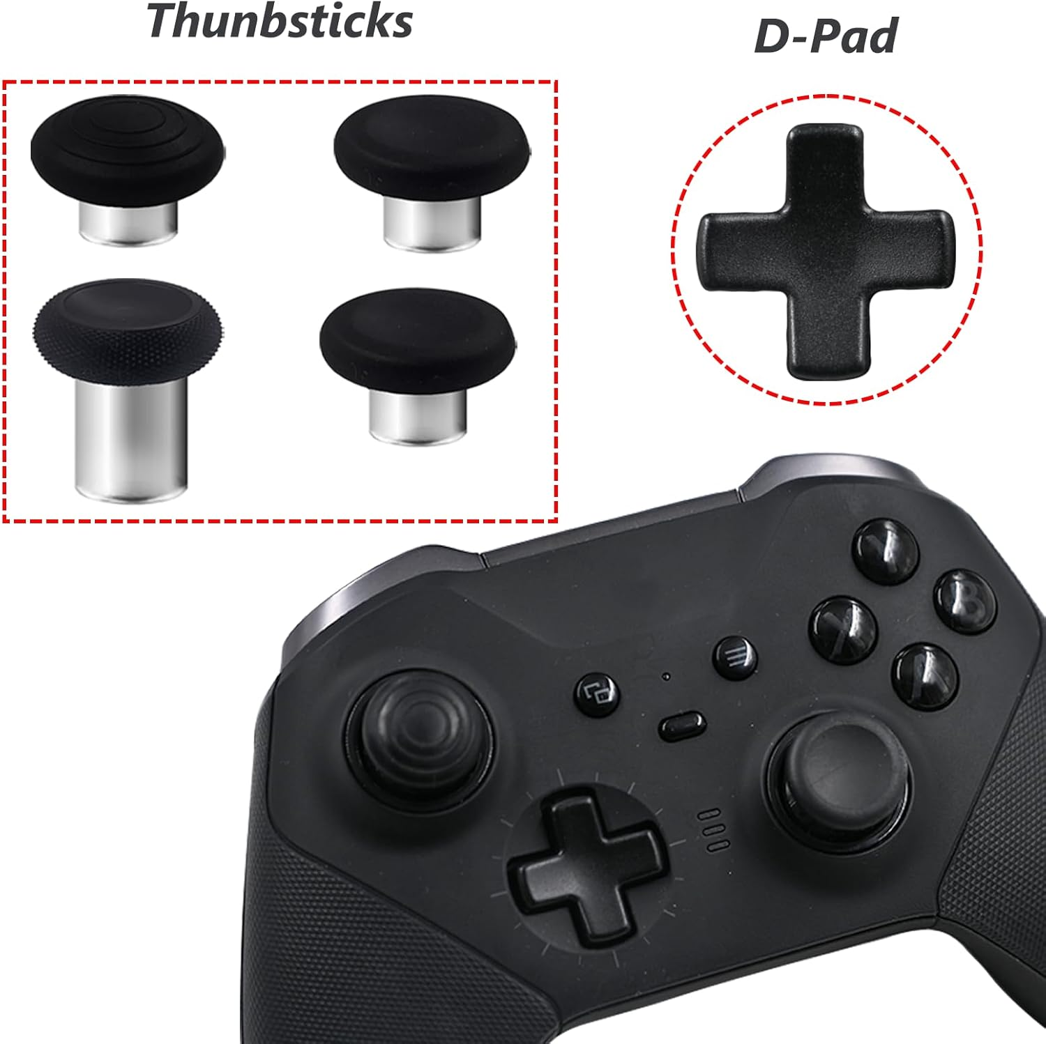 9 Pack Elite Series 2 Core Controller Paddles for Xbox Elite Series 2 Core,Elite Series 2 Controller Accessories for Xbox Elite 2 Core Controller Replacement Kits with 4 Joysticks,4 Paddles,1 D-Pads(Black)
