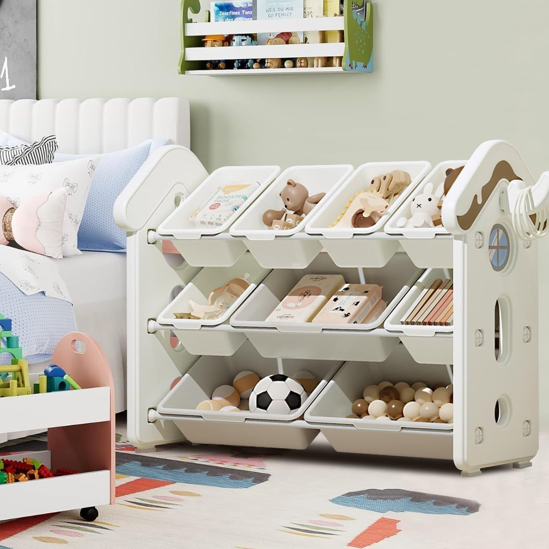 Toy Organizers,Kids Storage Organizer for Toys, Toddler Bedroom Furniture for Toys (White, 97 X 40 X 89 Cm) image number 1