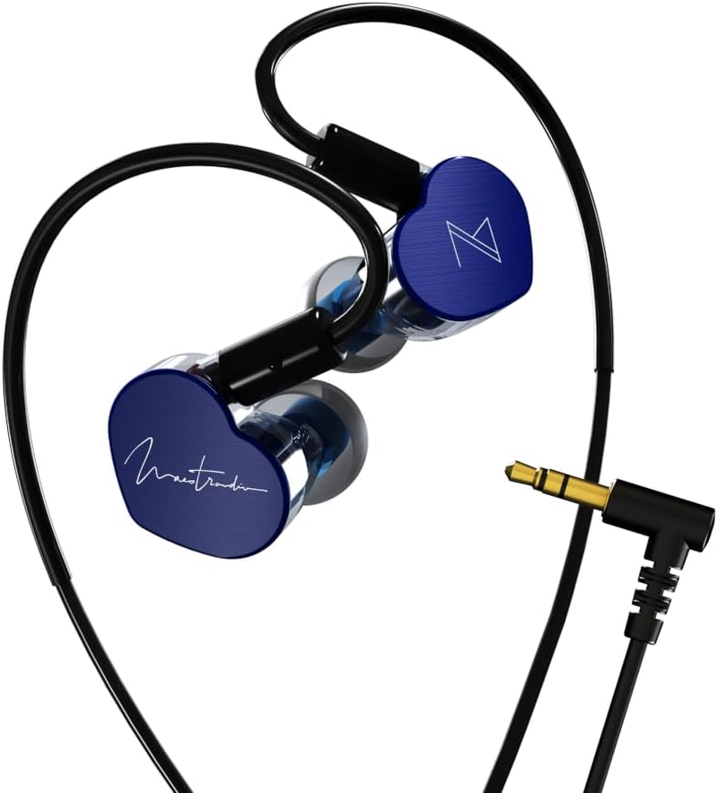 Maestraudio MA910SR Maestro Blue [0.4 Inch (10 Mm) Graphene-Coated Dynamic Driver Earbuds with Passive Ceramic Coated Tweeter, RST & HDSS, Made in Japan, Aluminum Faceplate, Pentaconn Ear Cable