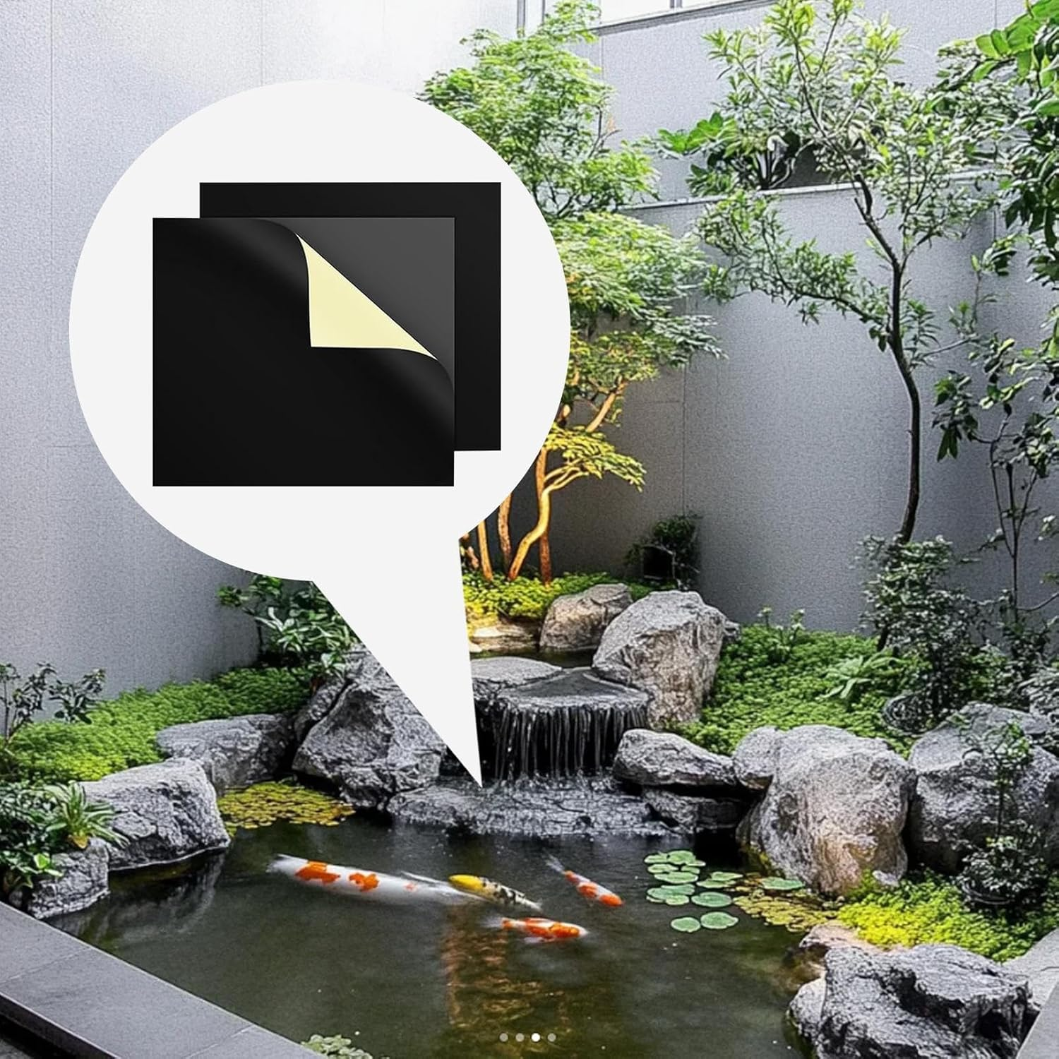 Pond Liner Tape | 2 Pieces Pool Patch Repair Kit,8X8 Inches Waterproof Leak-Proof Sealant Weatherproof for Deck Pipe Swimming Pool Roof Fountain Furniture Tent Gutter image number 3