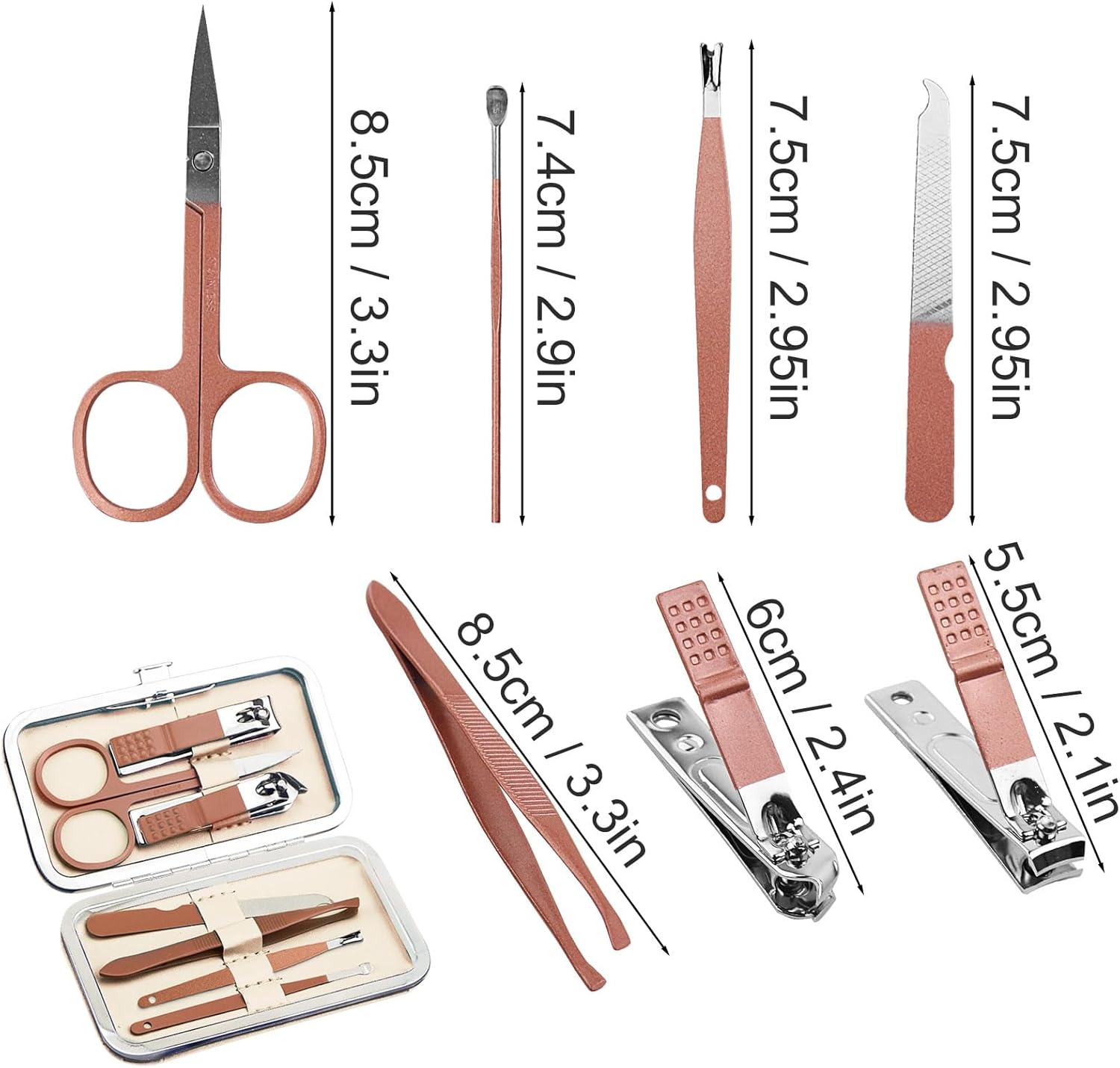 Manicure Set Bulk, Nail Clippers Kit Stainless Steel Fingernail Clippers Set, Sturdy Nail Tip Cutter Trimmers Professional Grooming Toenail Clippers Personal Pedicure Kits 8 in 1 (Green 12 Pack) image number 2