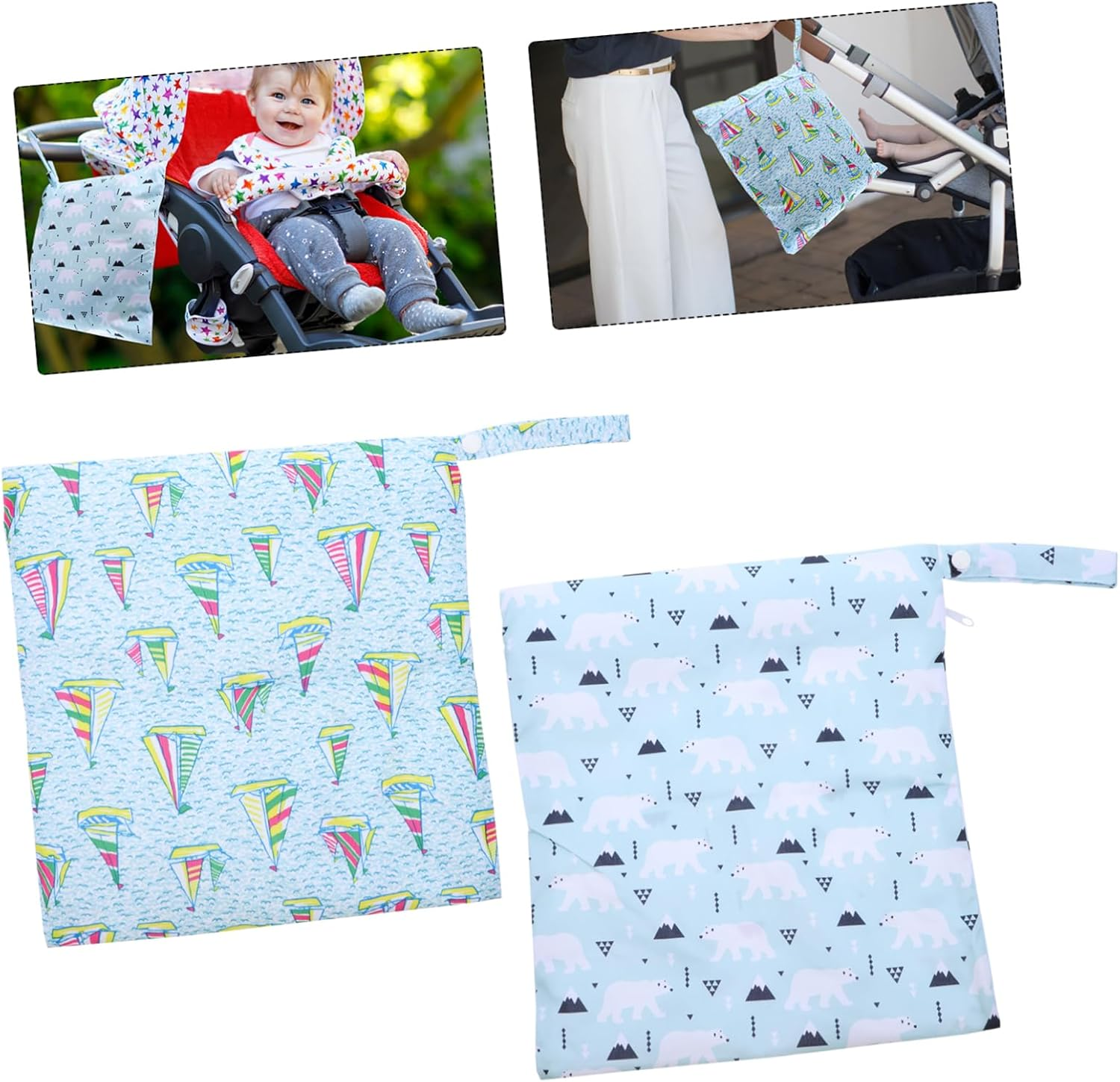 2Pcs Reusable Diaper Storage Bags with TPU Material Wet Dry Organizer for Nursery Travel Portable Multifunctional Pouch for Diapers and Items image number 3