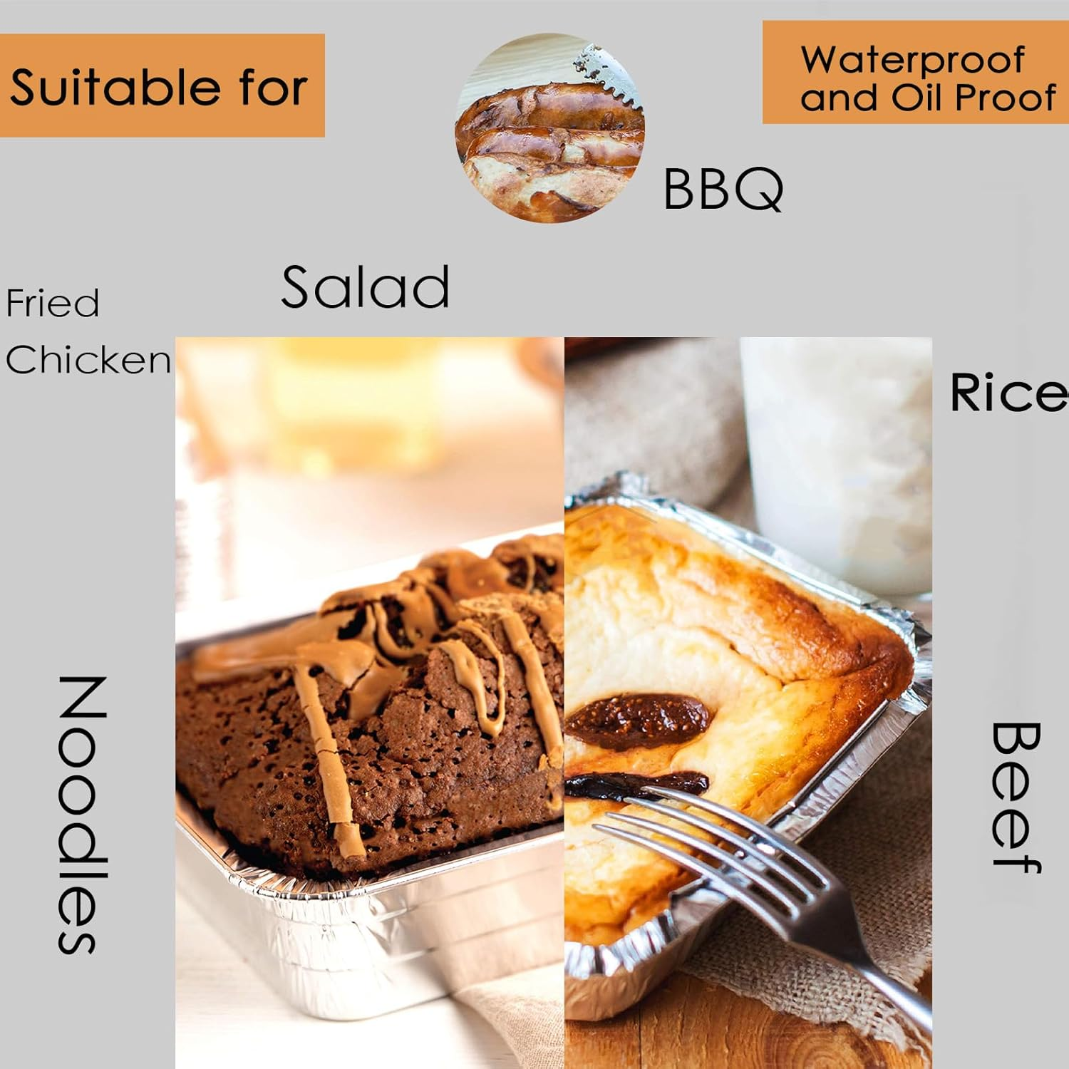 55 Pcs Aluminum Pans, 800Ml Thickened Aluminium Foil Food Container with Lids - 55 Pans and 55 Cardboard Covers, for Baking, Meal Prep and Freezer, Takeout - 55Pcs 800Ml image number 4