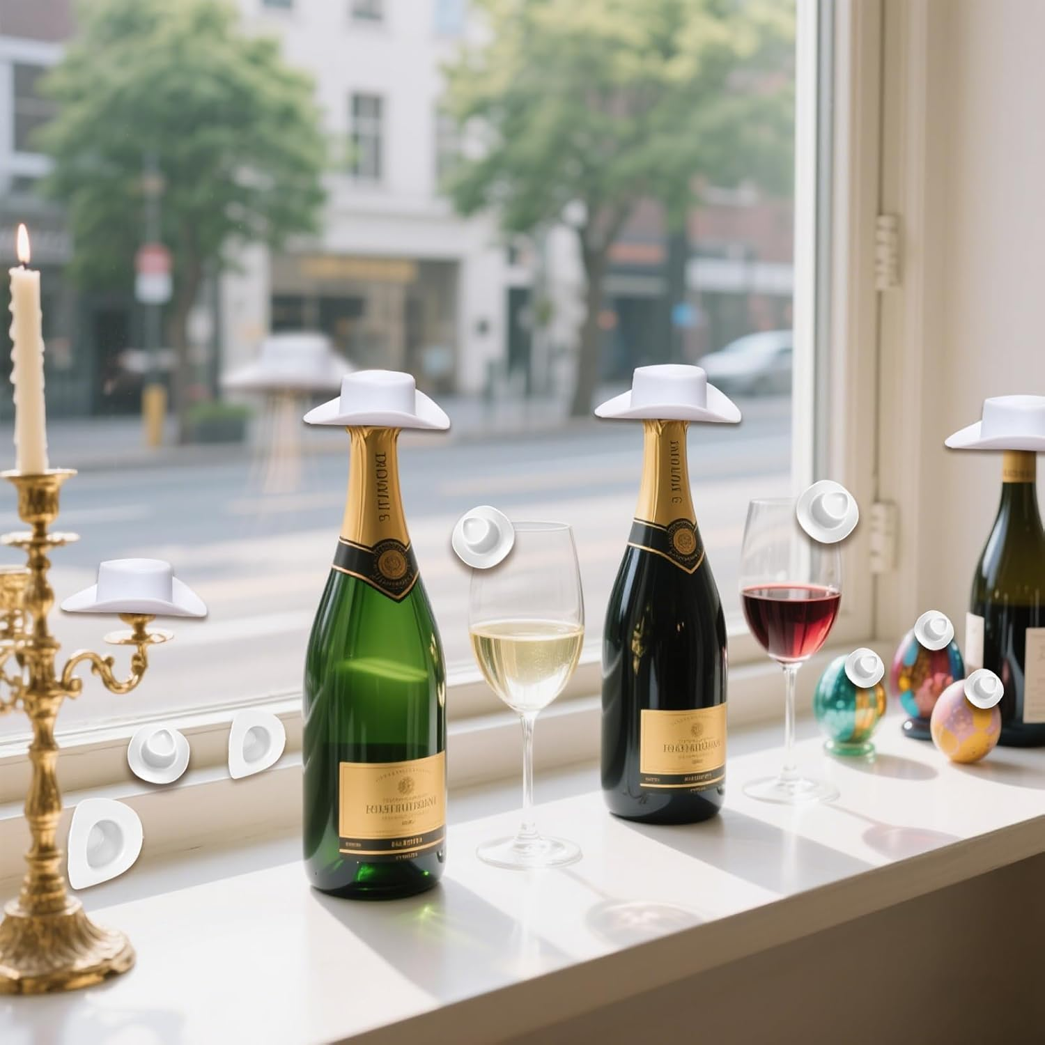 30 Pcs Plastic Mini Western Cowboy Hats Bulk White Mini Cowgirl Cowboy Hats Small Cowboy Hats Cute Miniature Hat for Crafts Bottle Cake Party Decoration image number 3