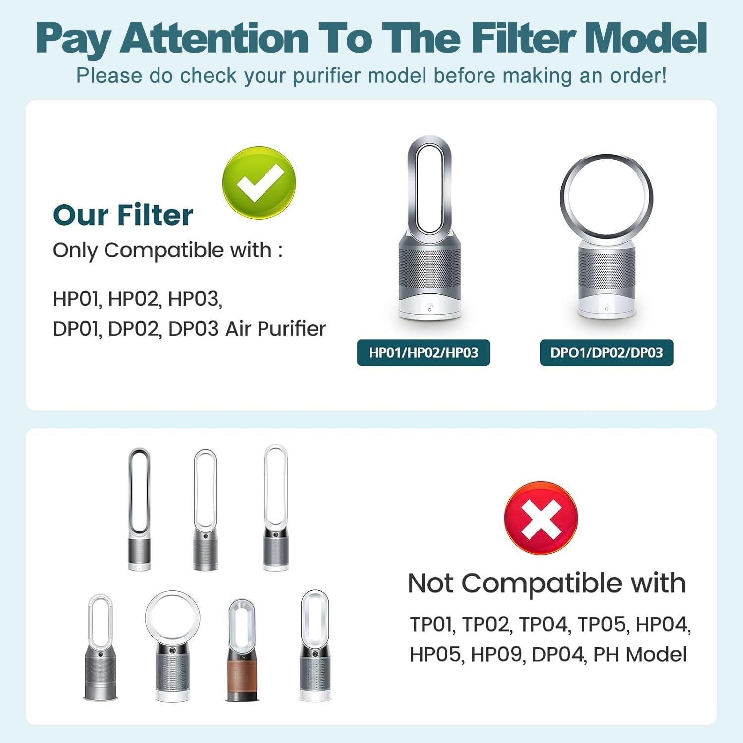 HEPA Filter Replacement Compatible with Dyson HP01 HP02 HP03 DP01 DP03 Desk Purifiers, Fit for Dyson Pure Hot + Cool Link Air Purifier Filter Replacement, Replaces Part # 968125-03 image number 6