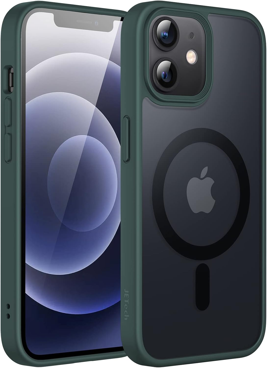 Jetech Magnetic Case for Iphone 12/12 Pro 6.1-Inch Compatible with Magsafe, Translucent Matte Back Slim Shockproof Phone Cover (Black)
