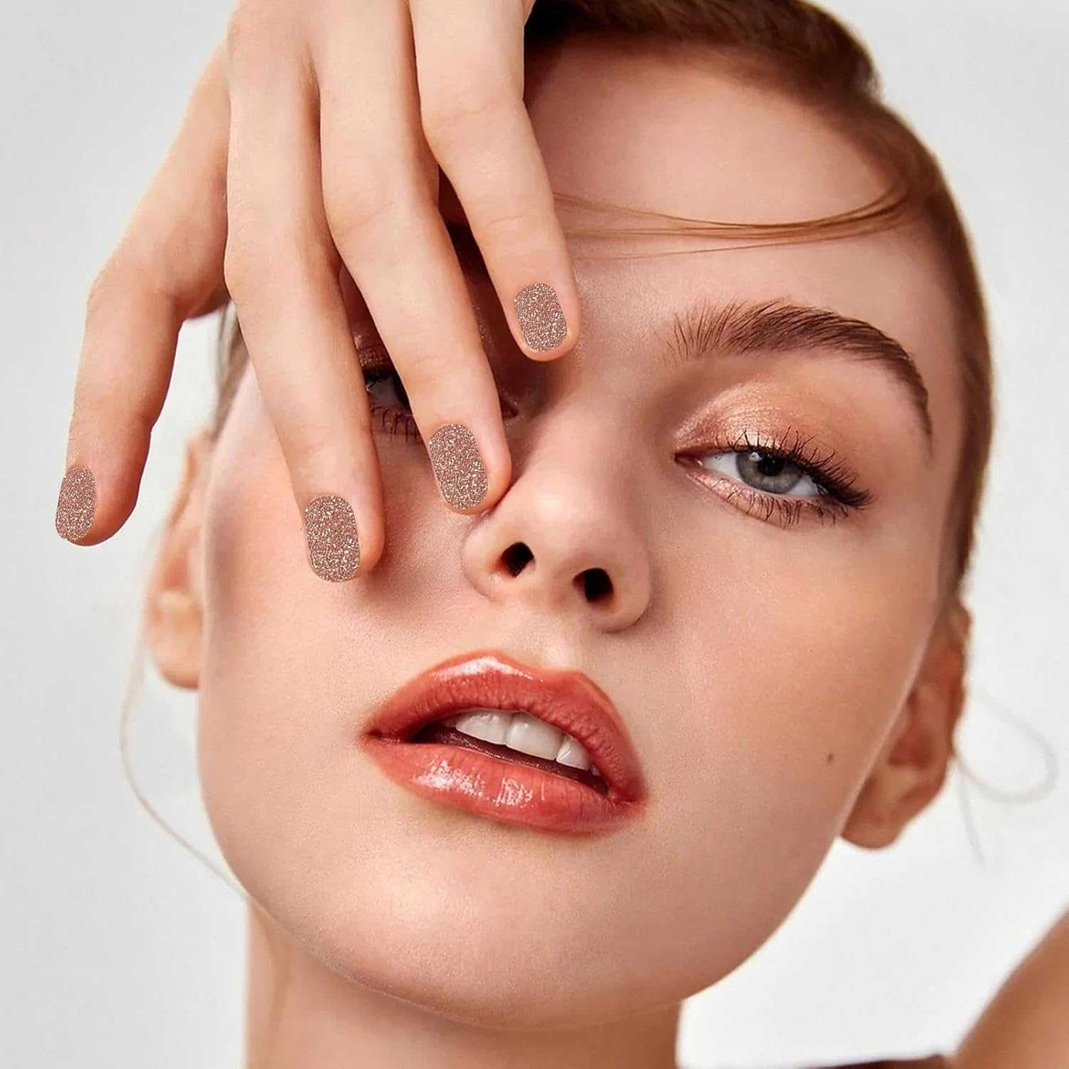 GEUGECY Semi Cured Gel Nail Strips, Long-Lasting Gloss Stickers, Soft Adhesive Glitter Wraps, Peel and Stick for Quick Nails Makeover - Cs030 image number 6