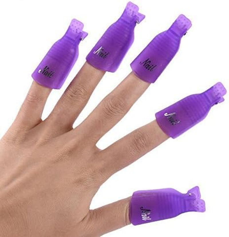 Himo 10PC Plastic Acrylic Nail Art Soak off Cap Clip UV Gel Polish Remover Wrap Tool (PURPLE)