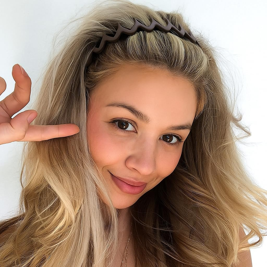 SOVYOULIVE 4 Pack Zig Zag Headbands,Plastic Hair Bands with Teeth Thin Zigzag Head Bands for Women'S Hair,90S Zigzag Headband Hair Accessories image number 5