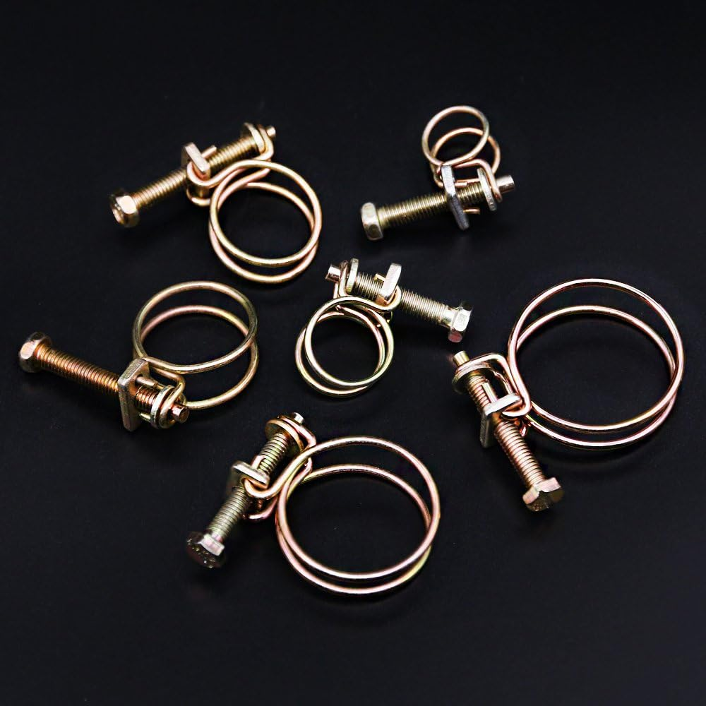 Hilitchi 42-Pcs 6-Size Adjustable Steel Wire Tube Hose Clamps Assortment Kit - Size Included 1/2'', 5/8'', 3/4'', 7/8'', 1-1/8'', 1-1/4'' image number 2