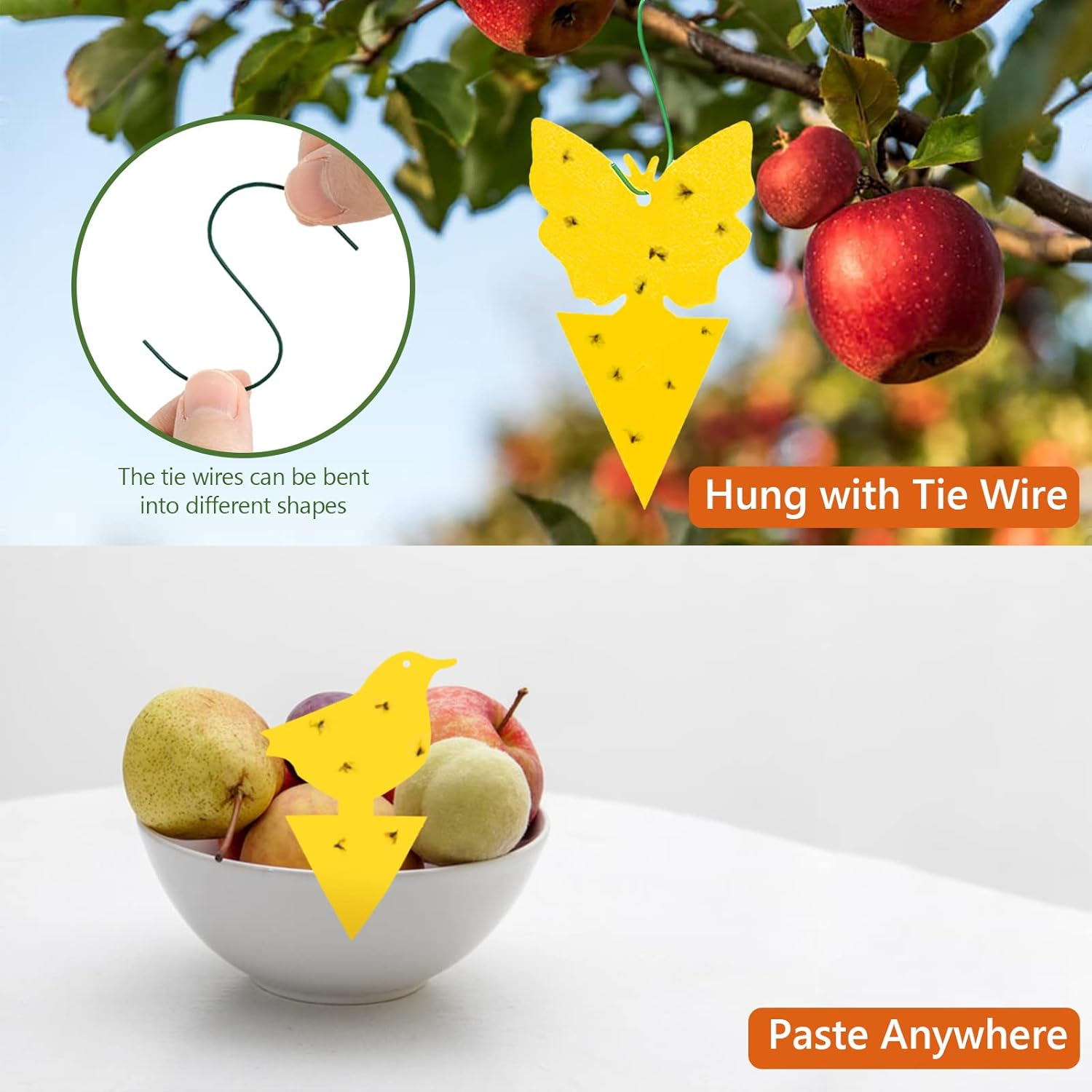 Gnat Trap Sticky Traps Dual Sided Yellow with Cable Ties Sticky Fly Trap for Mosquitos Fungus Gnats Flying Insects Ect Indoor and Outdoor Protect the Plant Non Toxic and Odorless 30Pcs Gnat Trap image number 5