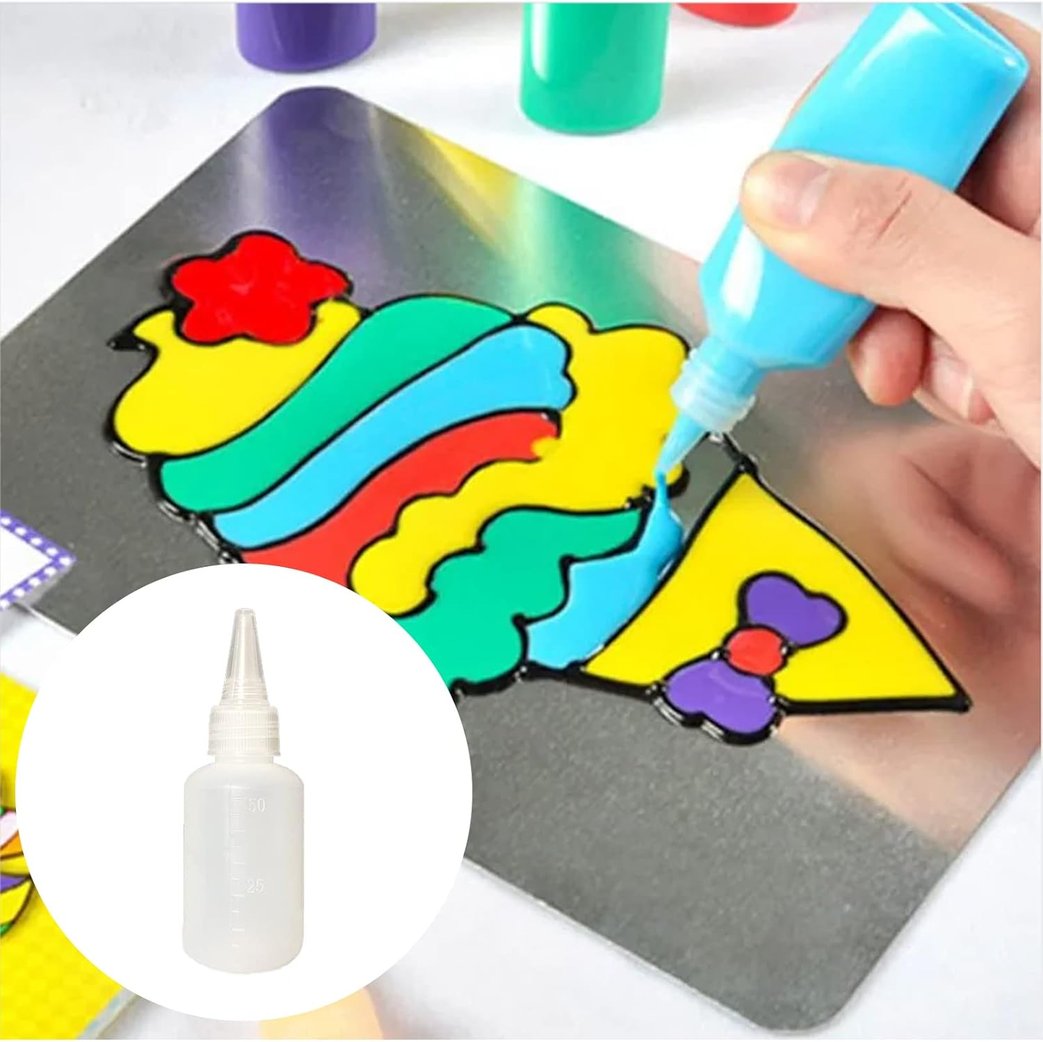 Small Squeeze Bottles, 4 PCS 50Ml Tip Applicator Bottle Mini Sauce Bottles Squeeze Plastic Squeeze Condiment Bottles Squeeze Dispensing Bottles Mini Bottle for DIY Crafts Art Painting Multi Purpose image number 2