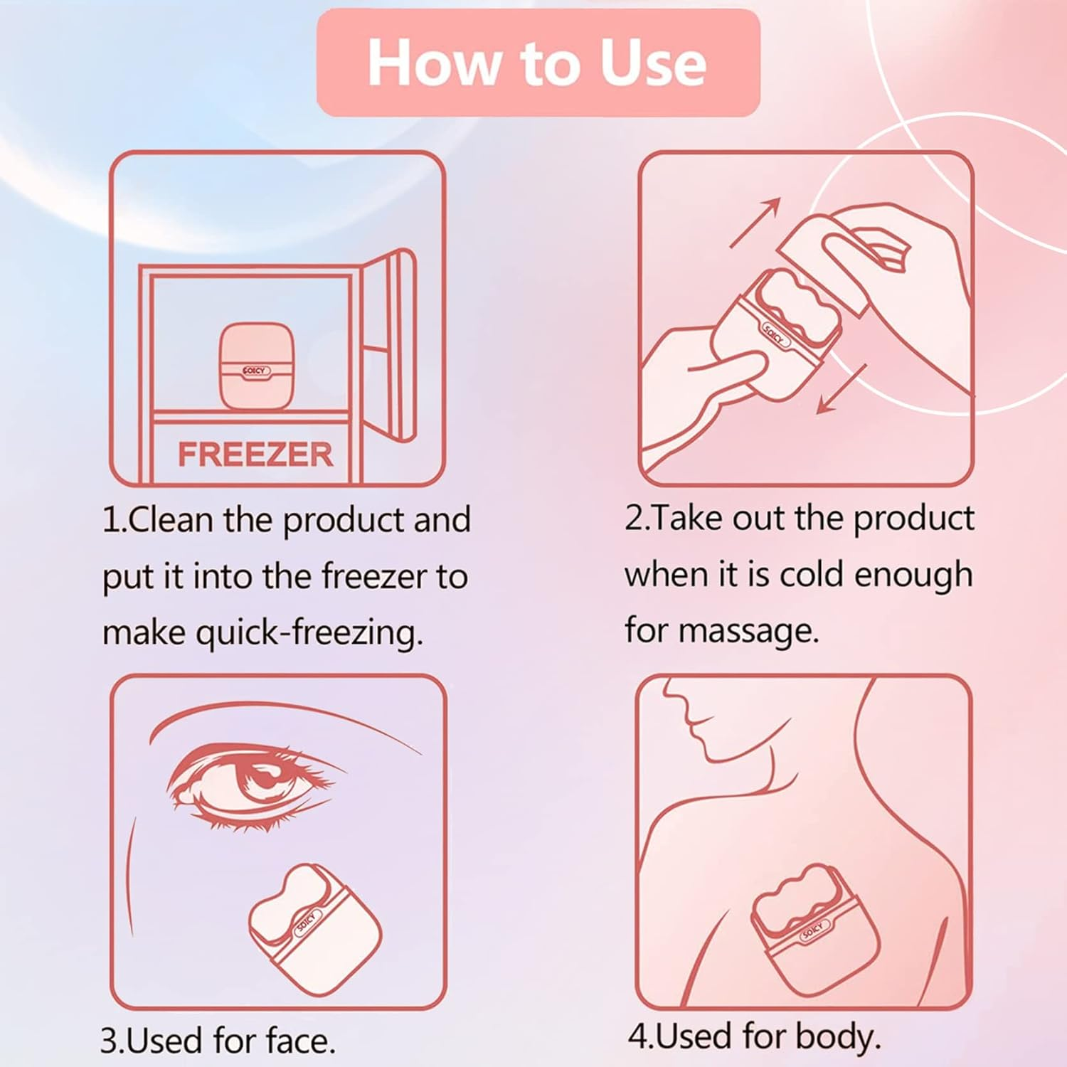 Ice Roller for Face & Eye, 2 in 1 Puffiness, Migraine, Pain Relief and Minor Injury - Diougens Lee Facial Ice Roller,Cold Therapy Massage Roller,Skin Care Products - Blue image number 3