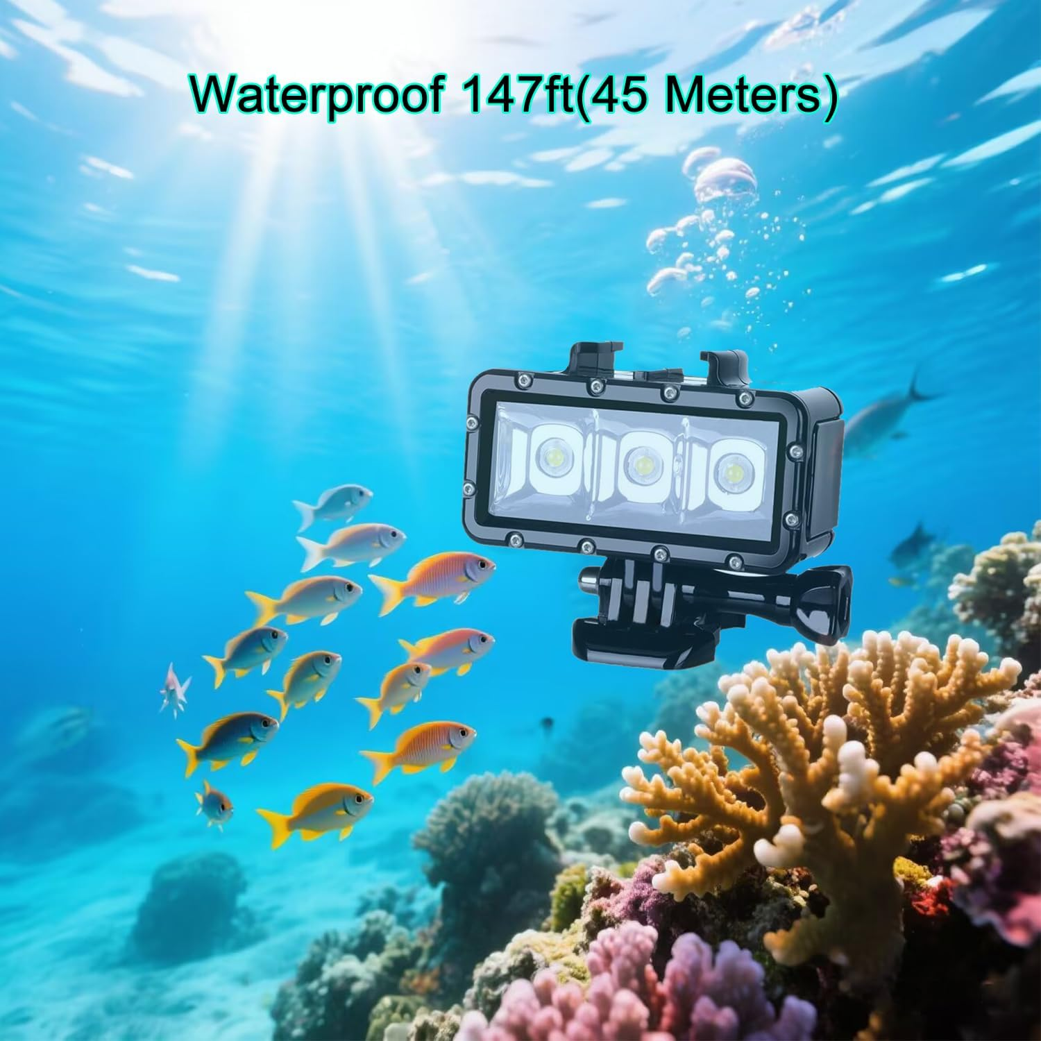 Suptig Diving Light High Power Dimmable Waterproof LED Video Light Fill Night Light Diving Underwater Light for Gopro Hero 12/11/10/9/8/7/6/5/4/3/3+/Hero Session/Akaso/Dji Osmo Waterproof 147Ft(45M) image number 1