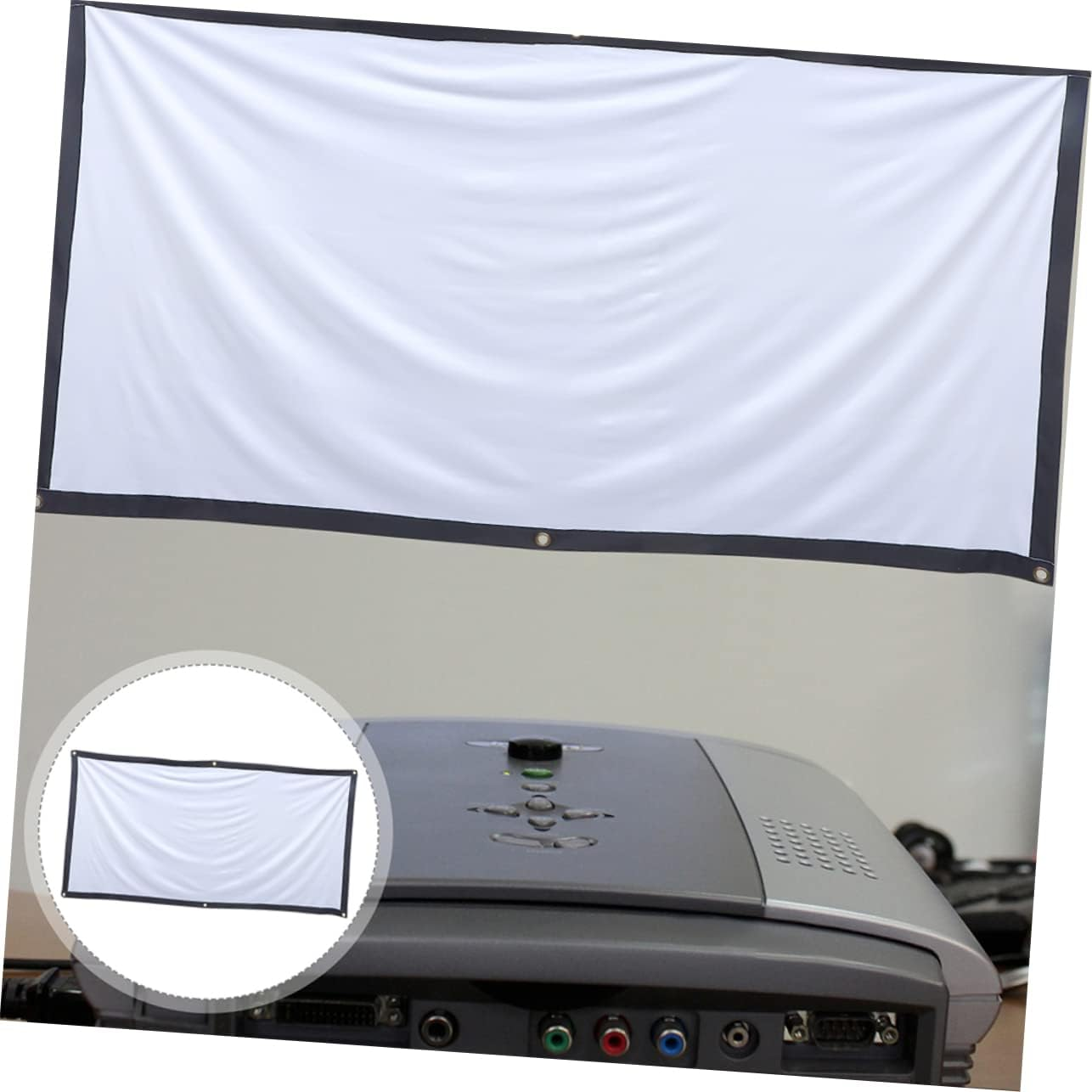 OSALADI Foldable 100-Inch Projector Screen 16:9 Polyester Anti-Light Indoor Outdoor Projection Kit Hooks and Rope for Home Theater