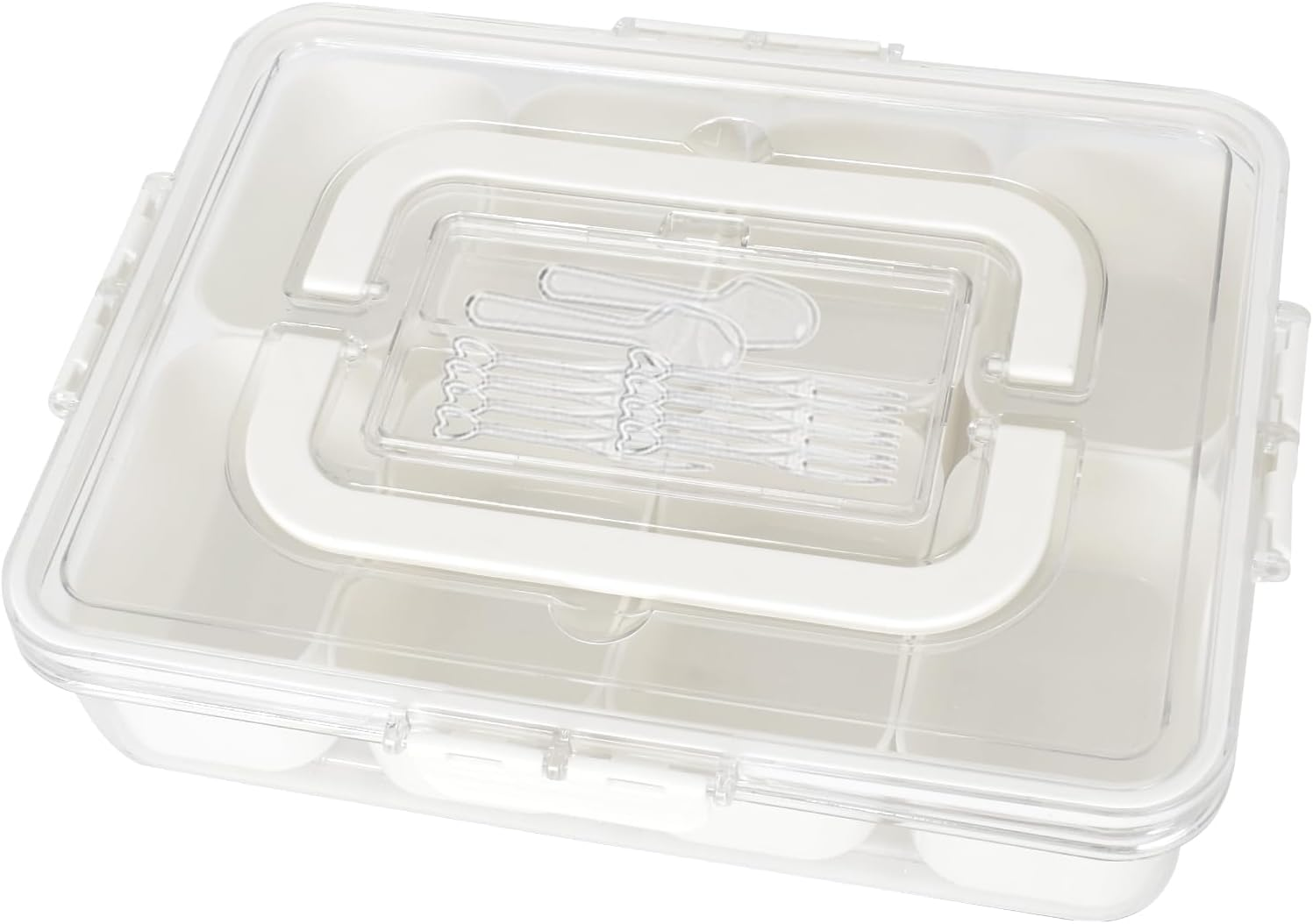 Square Snack Plate with Compartments, Dishes Food Storage Container with 8 Single Compartments, Snack Box Organiser for Sweets, Candy, Veggie, Biscuit, Nuts, Fruit image number 3