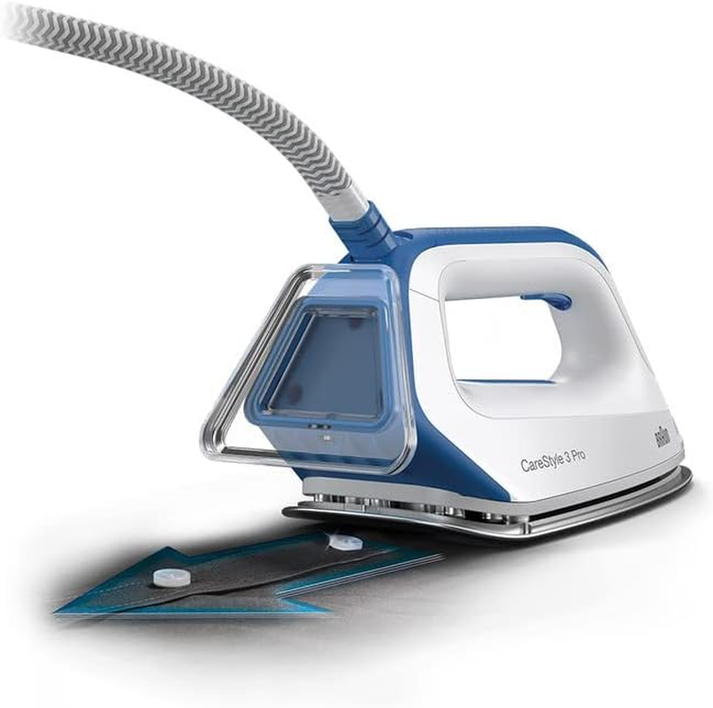 Braun Household Carestyle 3 Pro Steam Generator Iron IS3157BL, with Freeglide 3D Technology, Smart Icaremode for Ironable Fabrics, Vertical Steaming, anti Drip, 2L Detachable Water Tank, 2400W, Blue