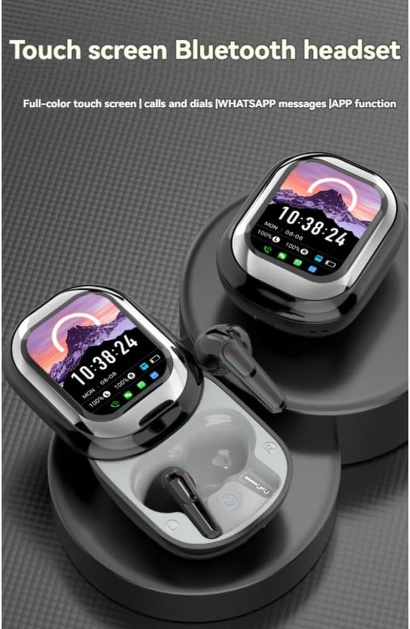 Snblzhef In-Ear Full-Color Touch Screen Wireless Long-Life Noise Reduction Bluetooth Headset with Smart Watch Function Headset
