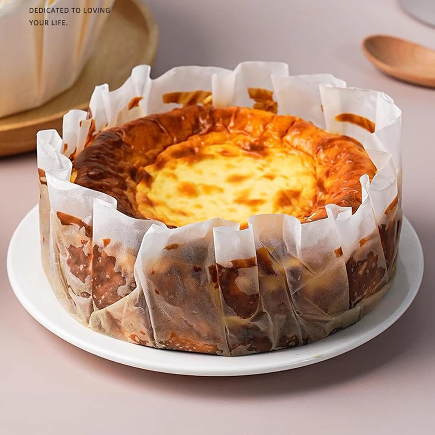 Maciun Cake Paper | 50X Oil-Proof Basques Cake Paper Liners | Parchment Paper Rounds, Paper Bakeware, Dessert Liners, Cupcake Wrappers for Oven, Air Fryer image number 1