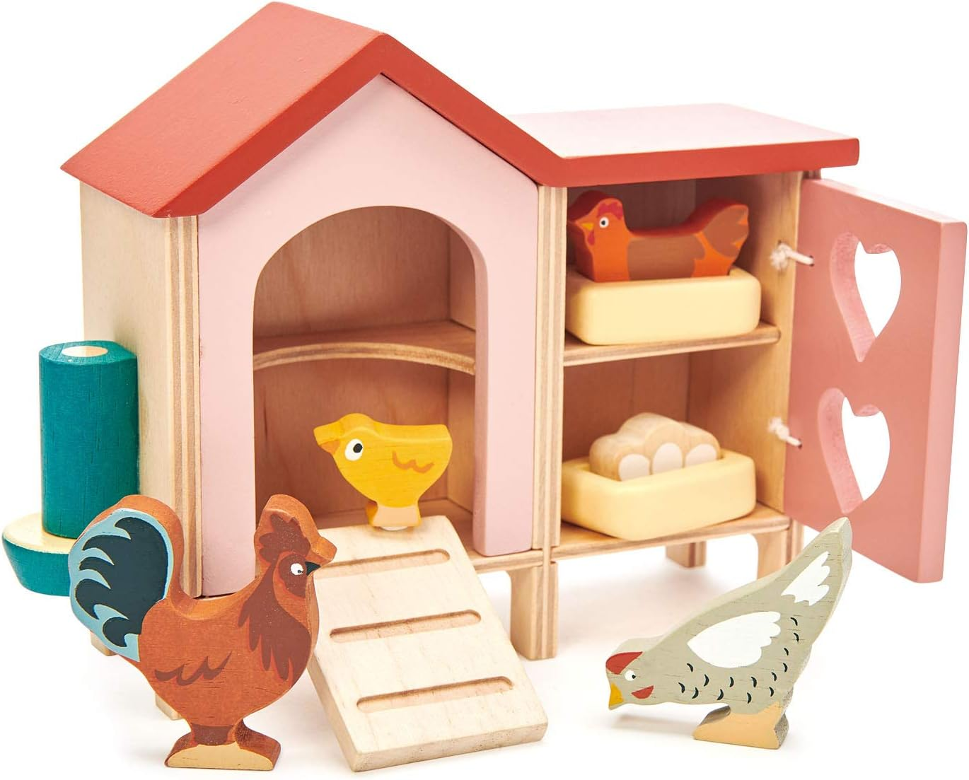 Tender Leaf Toys Wooden Chicken Coop Toy - Dolls House Accessory Set and Imaginative Play Toy for Children