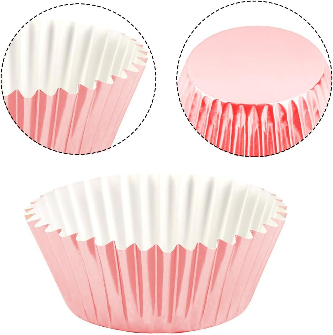 Muffin Liners for Baking 100Pcs Mini Foil Cupcake Cases Muffin Liners Nonstick Rose Gold image number 3