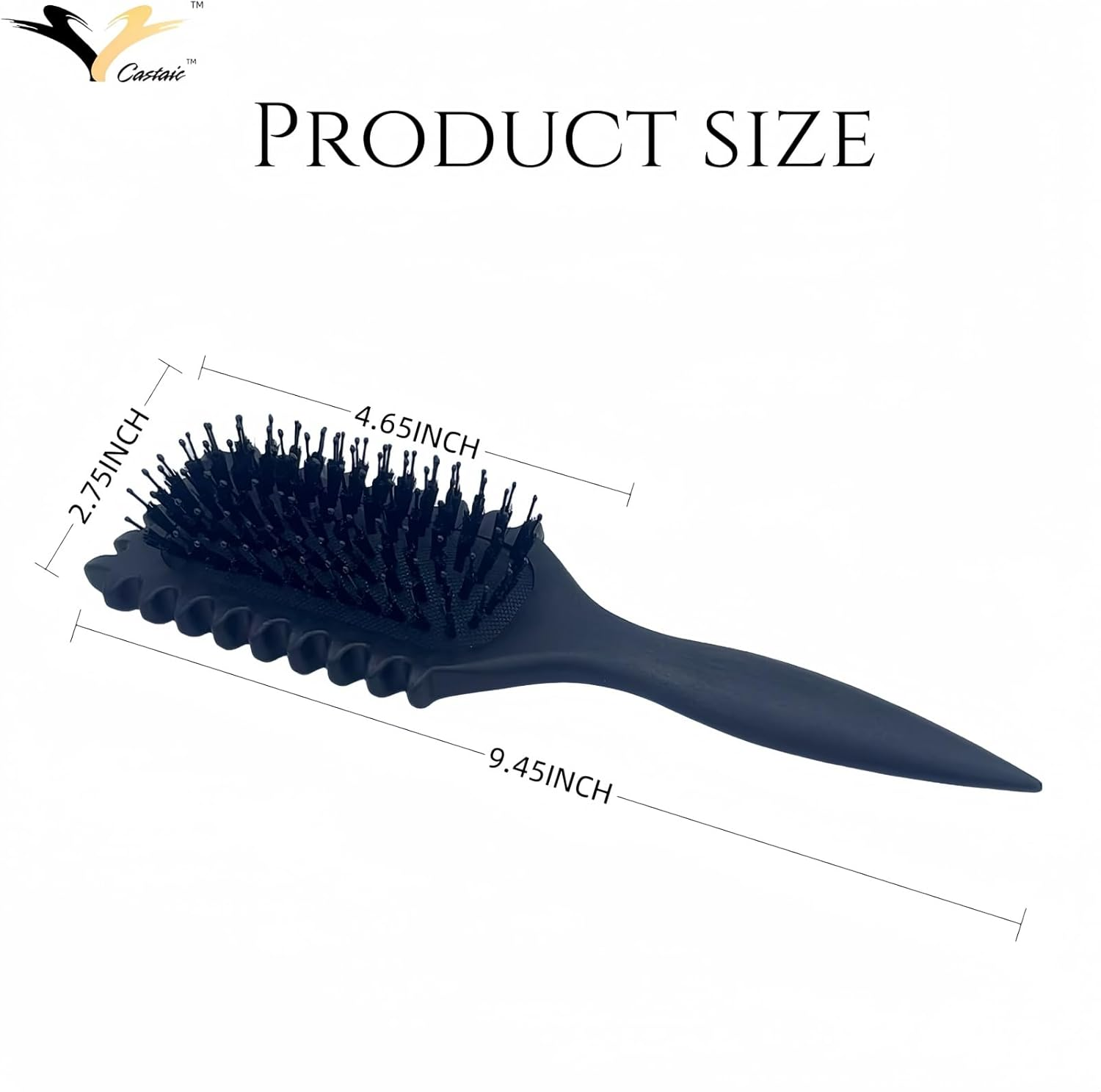 Castaic Curly Hair Brush, Boar Bristle Hair Brush for Shaping Men'S and Women'S Curly Hair,Reduce Separation (Black) - Black image number 2